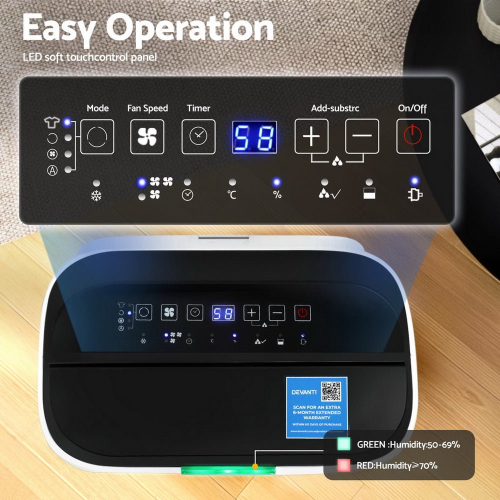 Dehumidifier 20L Air Purifier White - Appliances > Aroma Diffusers & Humidifiers > Dehumidifiers - Rivercity House & Home Co. (ABN 18 642 972 209) - Affordable Modern Furniture Australia