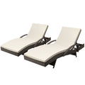 Deluxe Outdoor Sun Lounge Chairs with Cushions (Twin Pack)