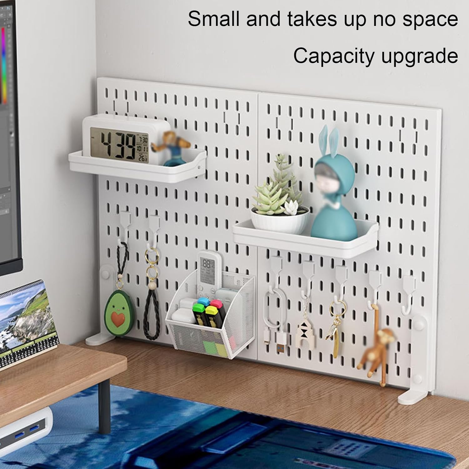 Desk Pegboard Organiser Kit with Hooks, Tray & Clamp Mount for Office, Gaming & Home Workspace - White - Home & Garden > Home Office Accessories > Desk Accessories - Rivercity House & Home Co. (ABN 18 642 972 209) - Affordable Modern Furniture Australia