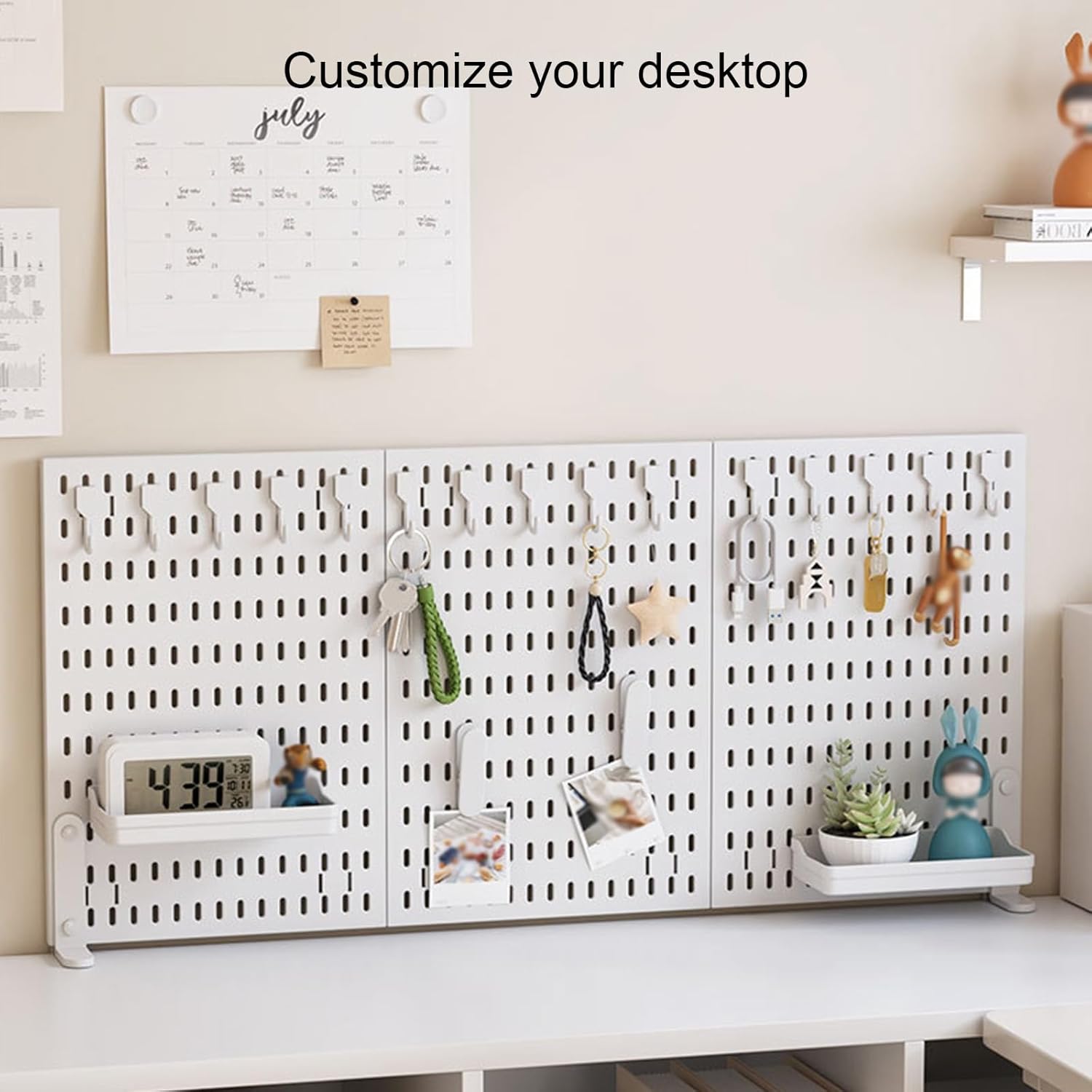 Desk Pegboard Organiser Kit with Hooks, Tray & Clamp Mount for Office, Gaming & Home Workspace - White - Home & Garden > Home Office Accessories > Desk Accessories - Rivercity House & Home Co. (ABN 18 642 972 209) - Affordable Modern Furniture Australia