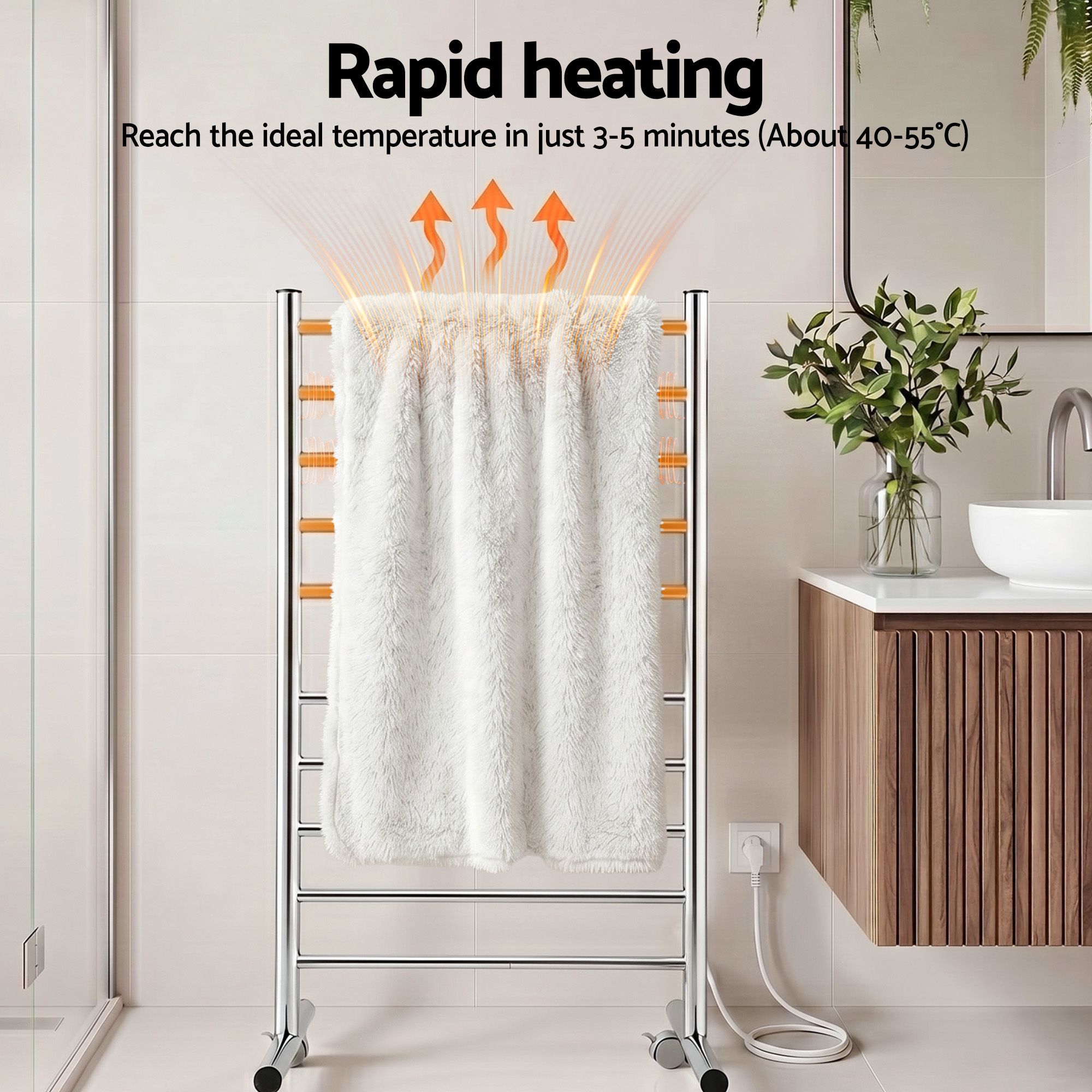Devanti 10 - Bar Freestanding Heated Towel Rail 3 - 5 Mins Fast Heating Electric Towel Warmer for Bathroom Winter Drying Stainless Steel Plug In 100W - Home & Garden > Bathroom Accessories > Towel Racks & Holders - Rivercity House & Home Co. (ABN 18 642 972 209) - Affordable Modern Furniture Australia