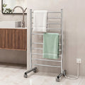 10-Bar Freestanding Heated Towel Rail 3-5 Mins Fast Heating Electric Towel Warmer for Bathroom Winter Drying Stainless Steel Plug In 100W