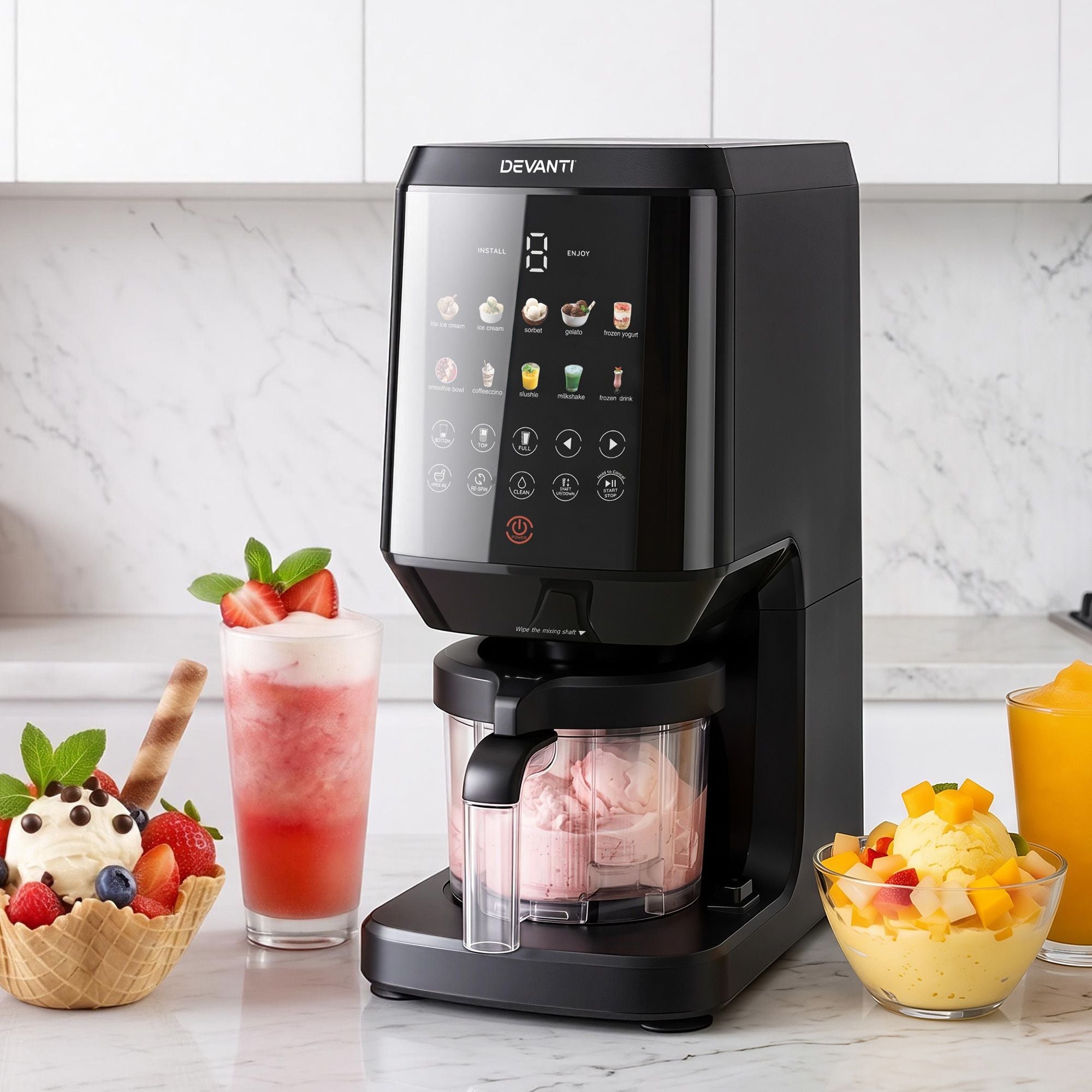 Devanti 10 - in - 1 Ice Cream Maker Machine Homemade Gelato Sorbet Smart Portion Control Custom Mix - Ins - Appliances > Kitchen Appliances > Ice Makers - Rivercity House & Home Co. (ABN 18 642 972 209) - Affordable Modern Furniture Australia