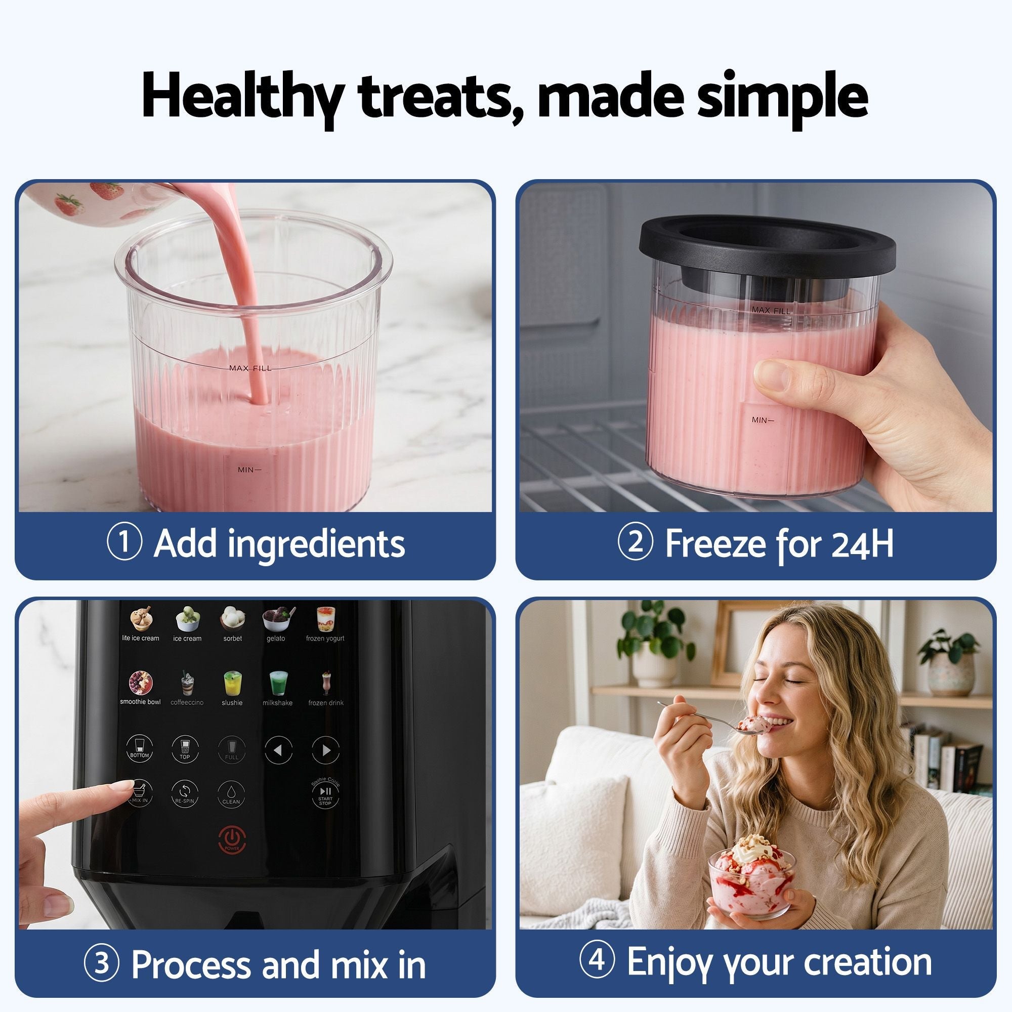 Devanti 10 - in - 1 Ice Cream Maker Machine Homemade Gelato Sorbet Smart Portion Control Custom Mix - Ins - Appliances > Kitchen Appliances > Ice Makers - Rivercity House & Home Co. (ABN 18 642 972 209) - Affordable Modern Furniture Australia