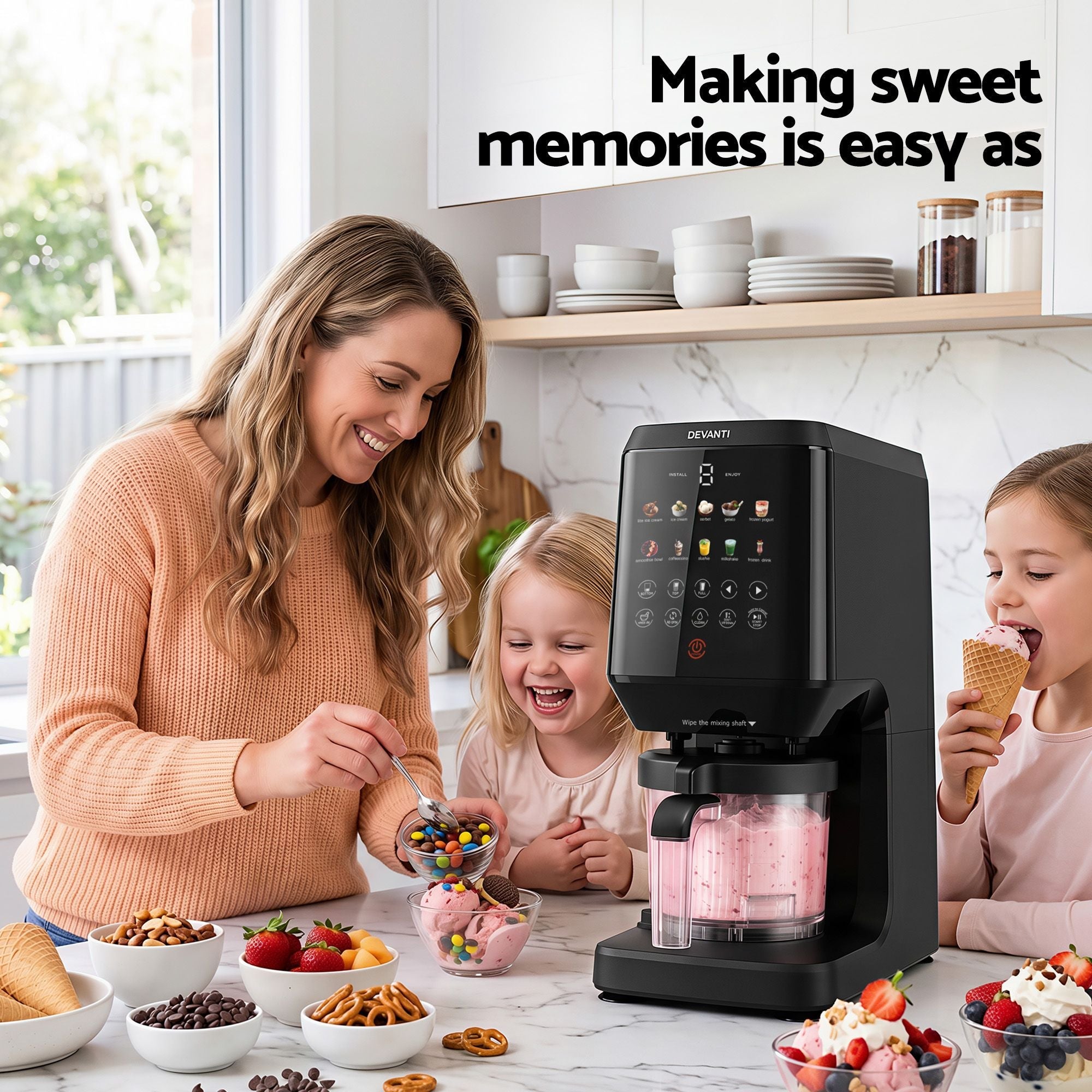 Devanti 10 - in - 1 Ice Cream Maker Machine Homemade Gelato Sorbet Smart Portion Control Custom Mix - Ins - Appliances > Kitchen Appliances > Ice Makers - Rivercity House & Home Co. (ABN 18 642 972 209) - Affordable Modern Furniture Australia
