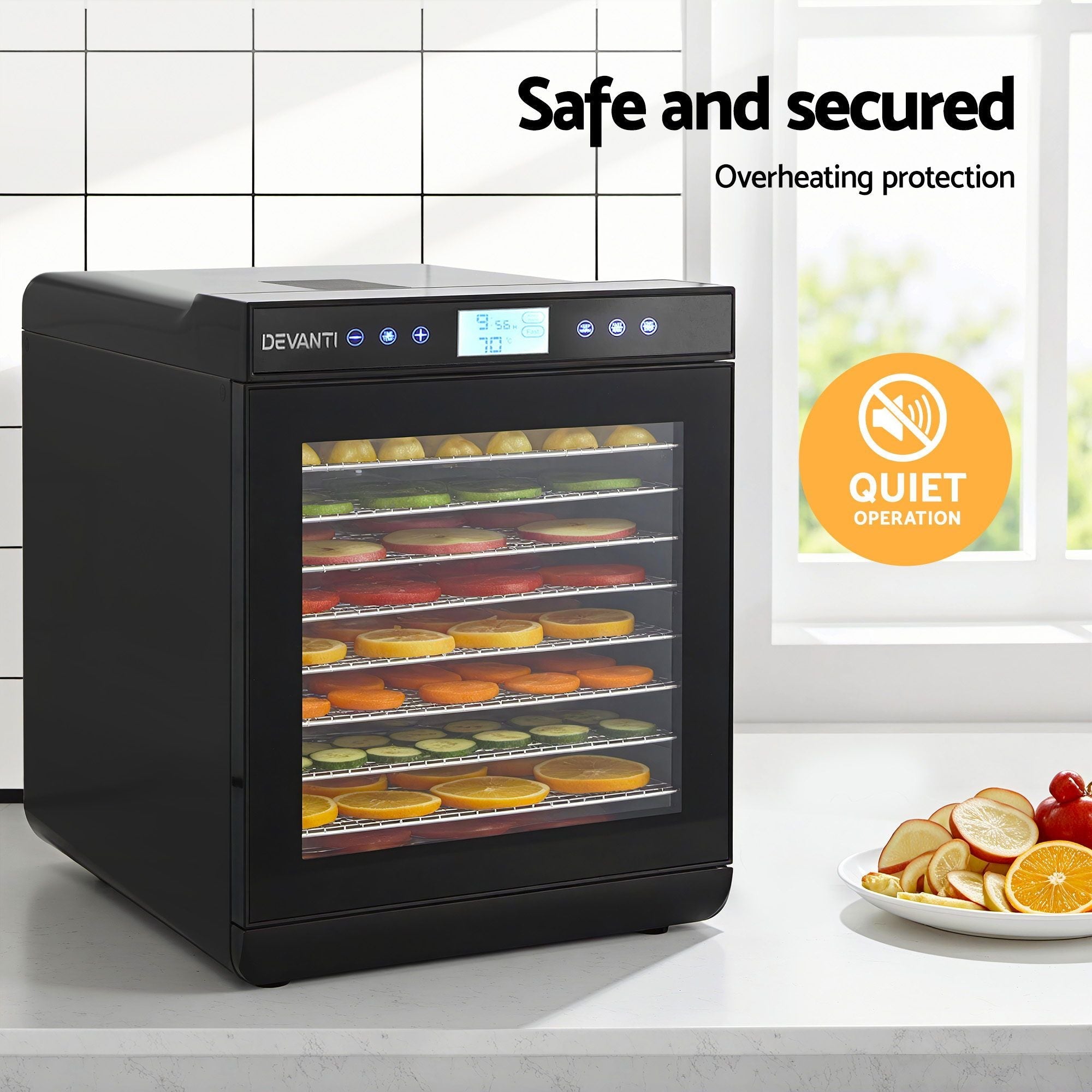 Devanti 10 Trays Food Dehydrator with Stainless Steel Tray - Appliances > Kitchen Appliances > Food Dehydrators - Rivercity House & Home Co. (ABN 18 642 972 209) - Affordable Modern Furniture Australia