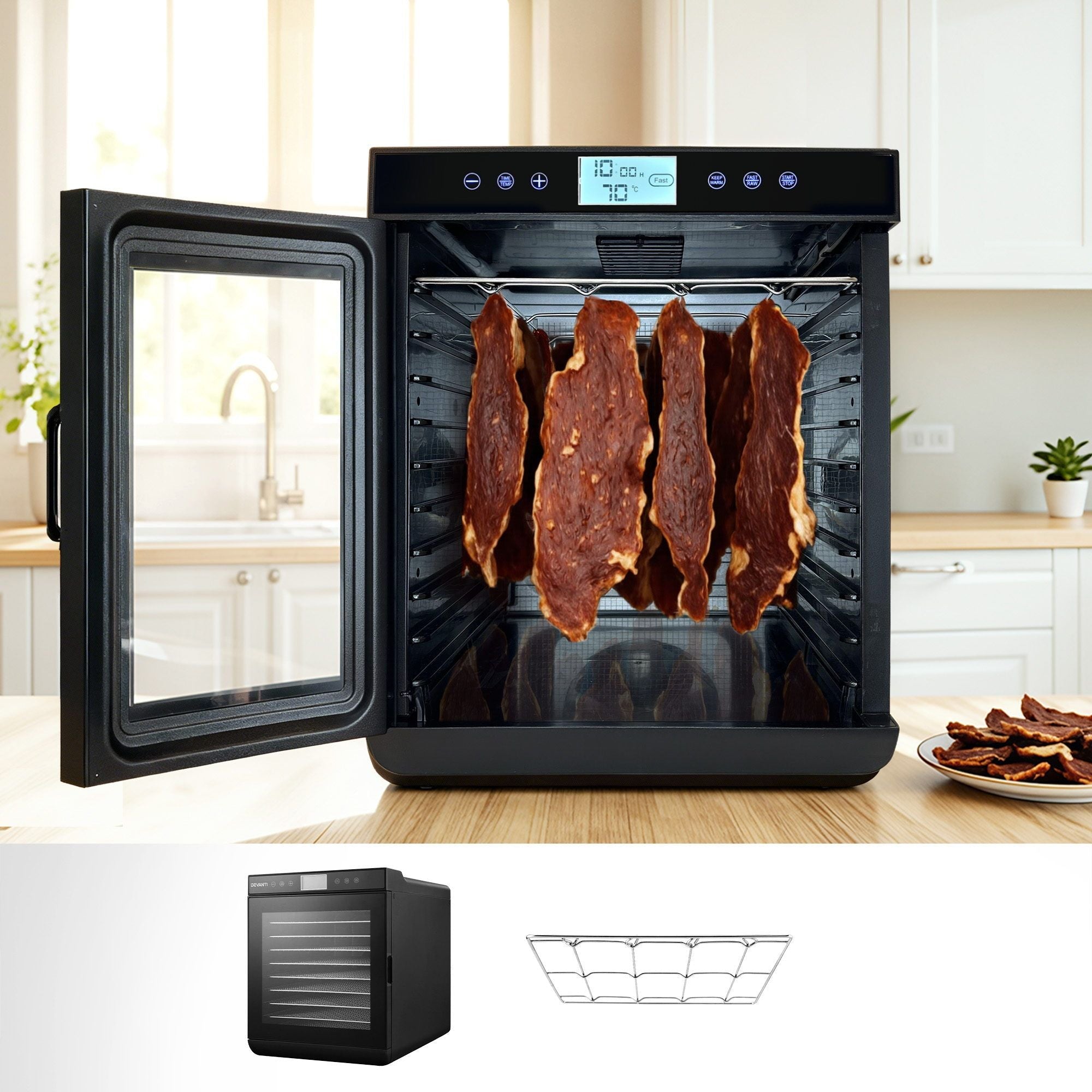 Devanti 10 Trays Food Dehydrator with Stainless Steel Tray - Appliances > Kitchen Appliances > Food Dehydrators - Rivercity House & Home Co. (ABN 18 642 972 209) - Affordable Modern Furniture Australia