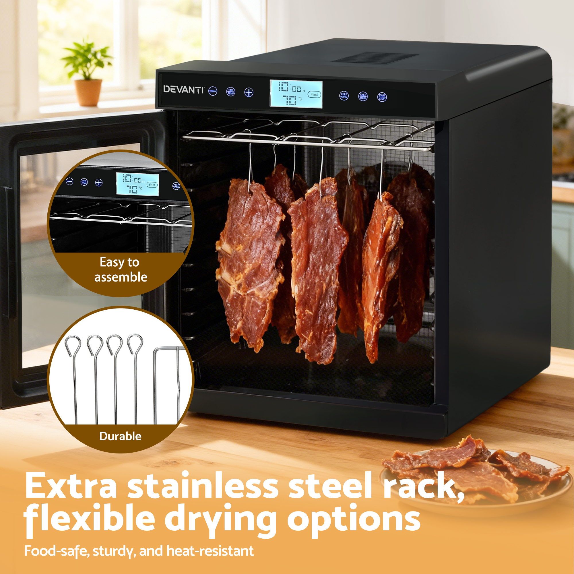 Devanti 10 Trays Food Dehydrator with Stainless Steel Tray - Appliances > Kitchen Appliances > Food Dehydrators - Rivercity House & Home Co. (ABN 18 642 972 209) - Affordable Modern Furniture Australia