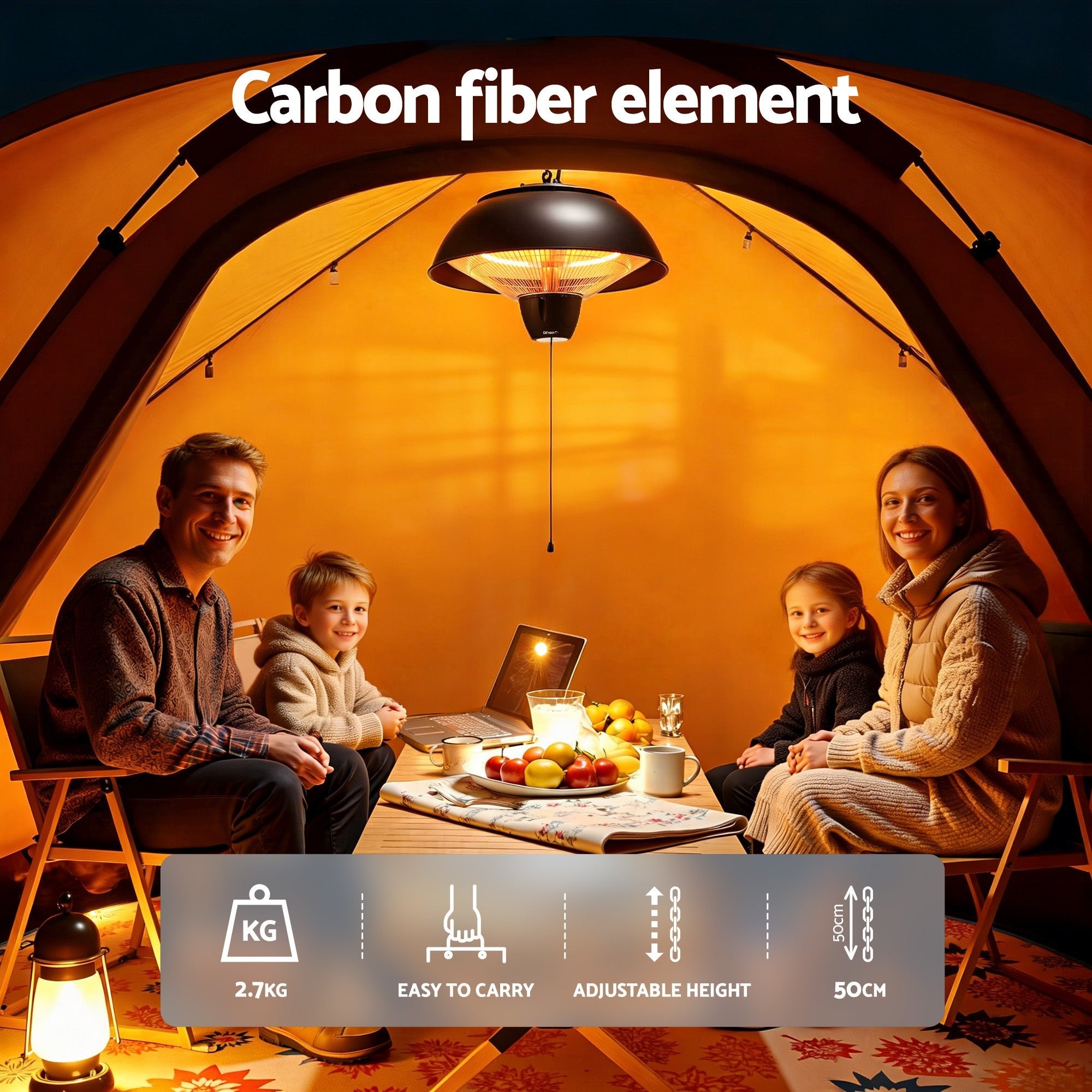 Devanti 1500W Electric Patio Infrared Heater Hanging Heaters Ceiling Mounted Remote - Appliances > Heaters > Patio Heaters - Rivercity House & Home Co. (ABN 18 642 972 209) - Affordable Modern Furniture Australia