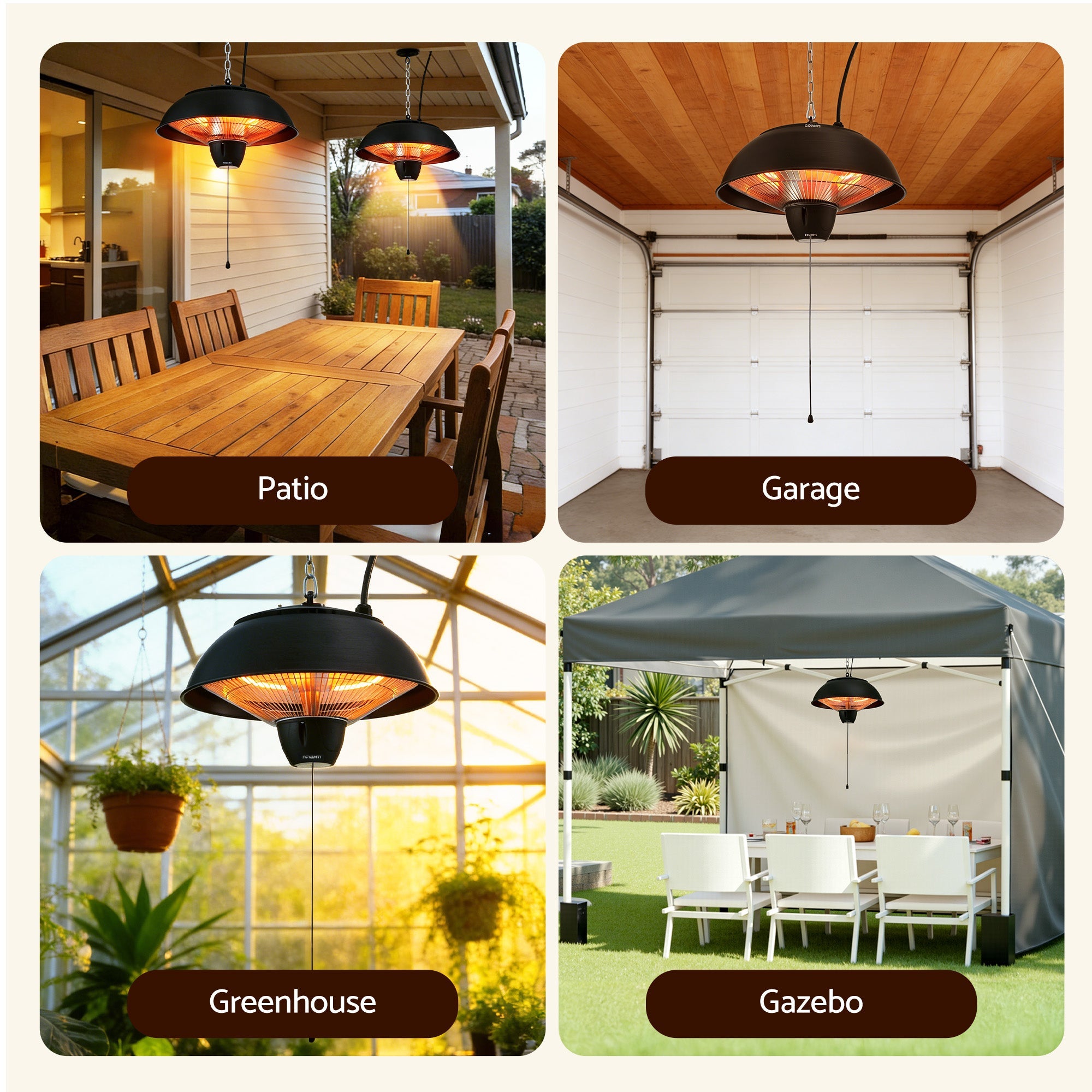 Devanti 1500W Electric Patio Infrared Heater Hanging Heaters Ceiling Mounted Remote - Appliances > Heaters > Patio Heaters - Rivercity House & Home Co. (ABN 18 642 972 209) - Affordable Modern Furniture Australia