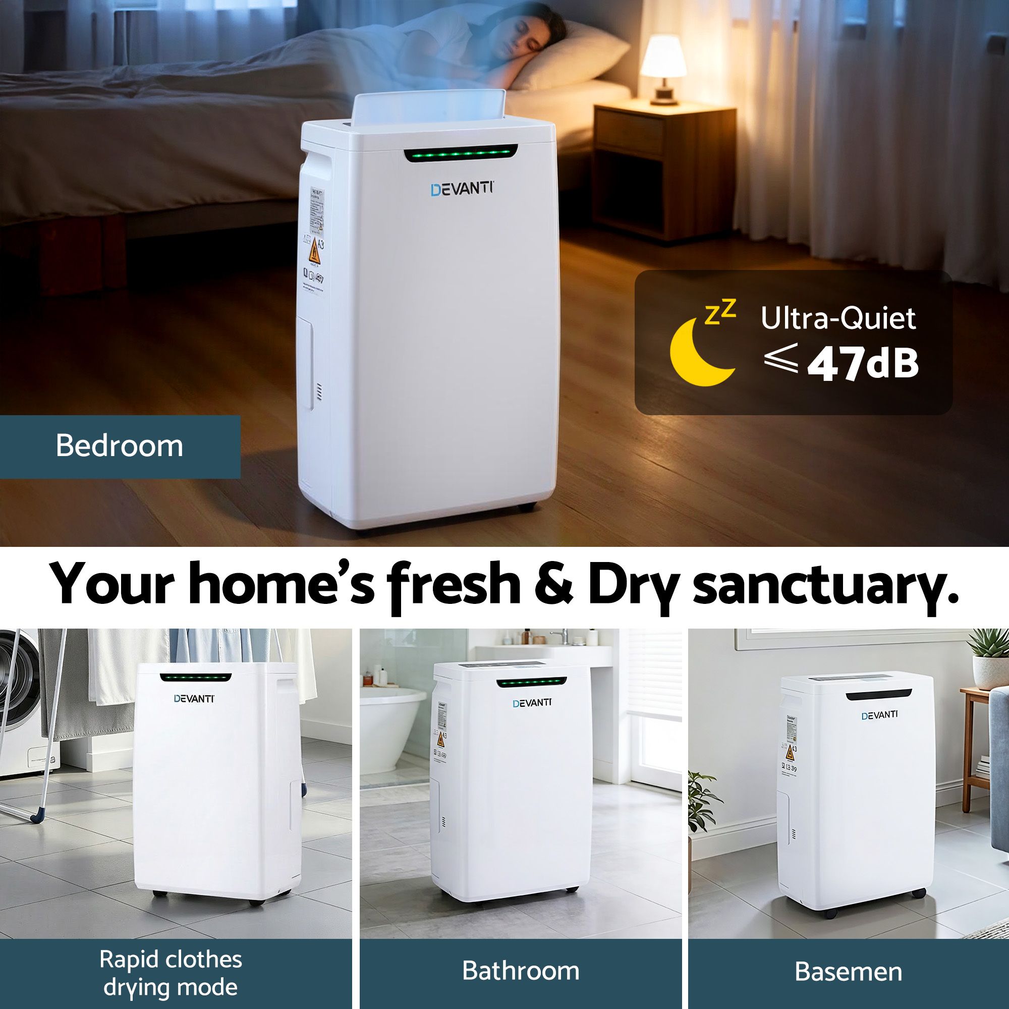 Devanti 16L Dehumidifier Portable Air Dryer Moisture Absorber 5.5L Water Tank Home - Appliances > Aroma Diffusers & Humidifiers > Dehumidifiers - Rivercity House & Home Co. (ABN 18 642 972 209) - Affordable Modern Furniture Australia