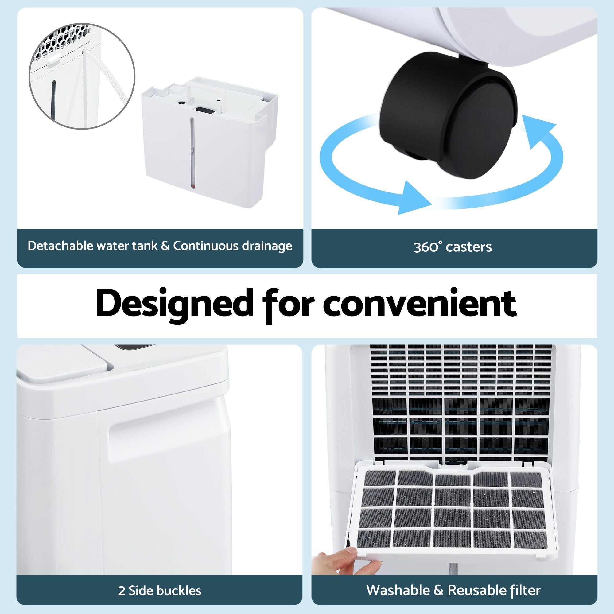 Devanti 16L Dehumidifier Portable Air Dryer Moisture Absorber 5.5L Water Tank Home - Appliances > Aroma Diffusers & Humidifiers > Dehumidifiers - Rivercity House & Home Co. (ABN 18 642 972 209) - Affordable Modern Furniture Australia