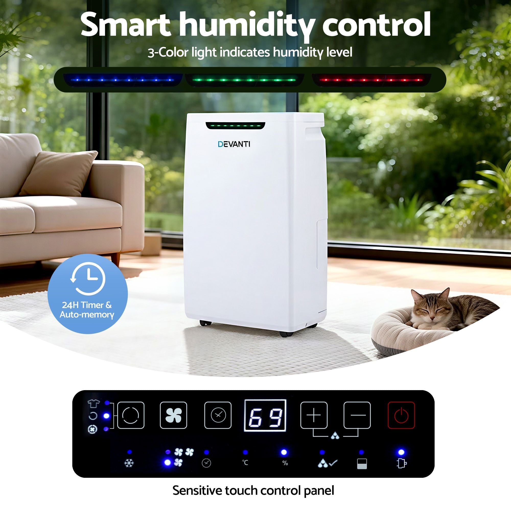 Devanti 16L Dehumidifier Portable Air Dryer Moisture Absorber 5.5L Water Tank Home - Appliances > Aroma Diffusers & Humidifiers > Dehumidifiers - Rivercity House & Home Co. (ABN 18 642 972 209) - Affordable Modern Furniture Australia