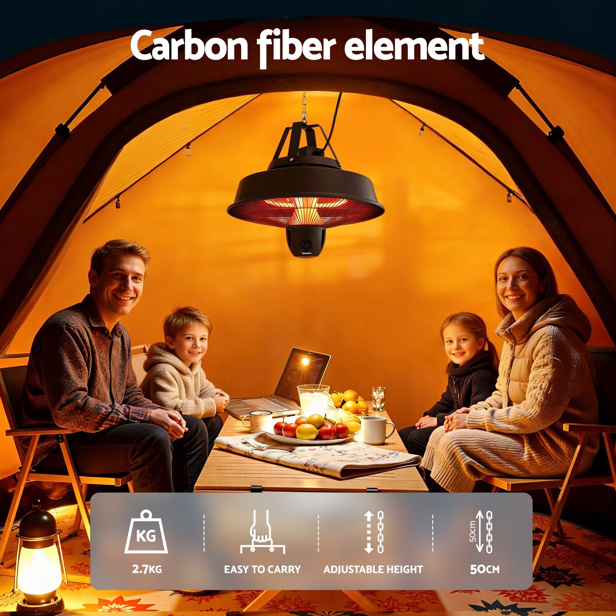 Devanti 2000W Electric Patio Heater Ceiling Mounted Hanging Heaters Remote - Appliances > Heaters > Patio Heaters - Rivercity House & Home Co. (ABN 18 642 972 209) - Affordable Modern Furniture Australia