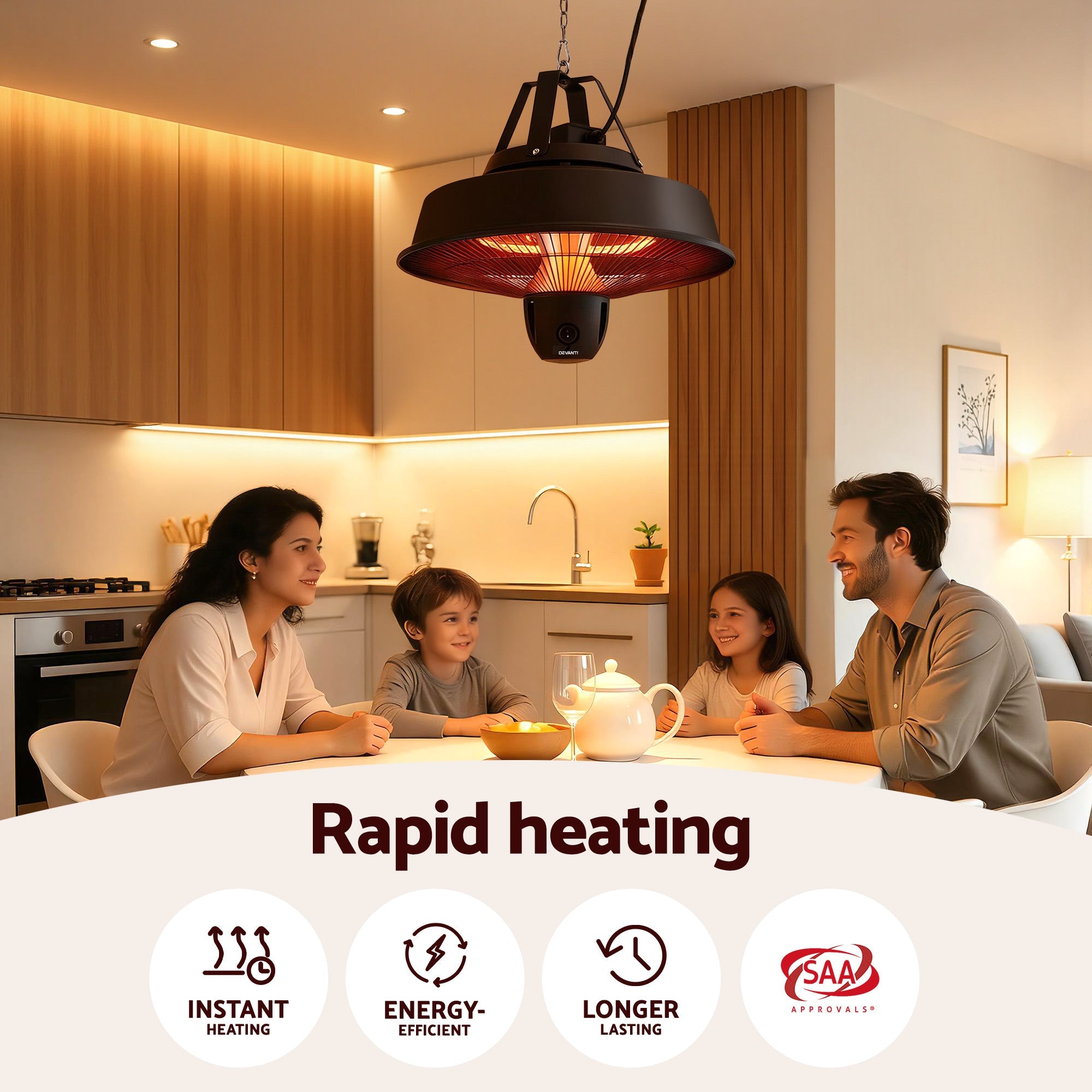 Devanti 2000W Electric Patio Heater Ceiling Mounted Hanging Heaters Remote - Appliances > Heaters > Patio Heaters - Rivercity House & Home Co. (ABN 18 642 972 209) - Affordable Modern Furniture Australia
