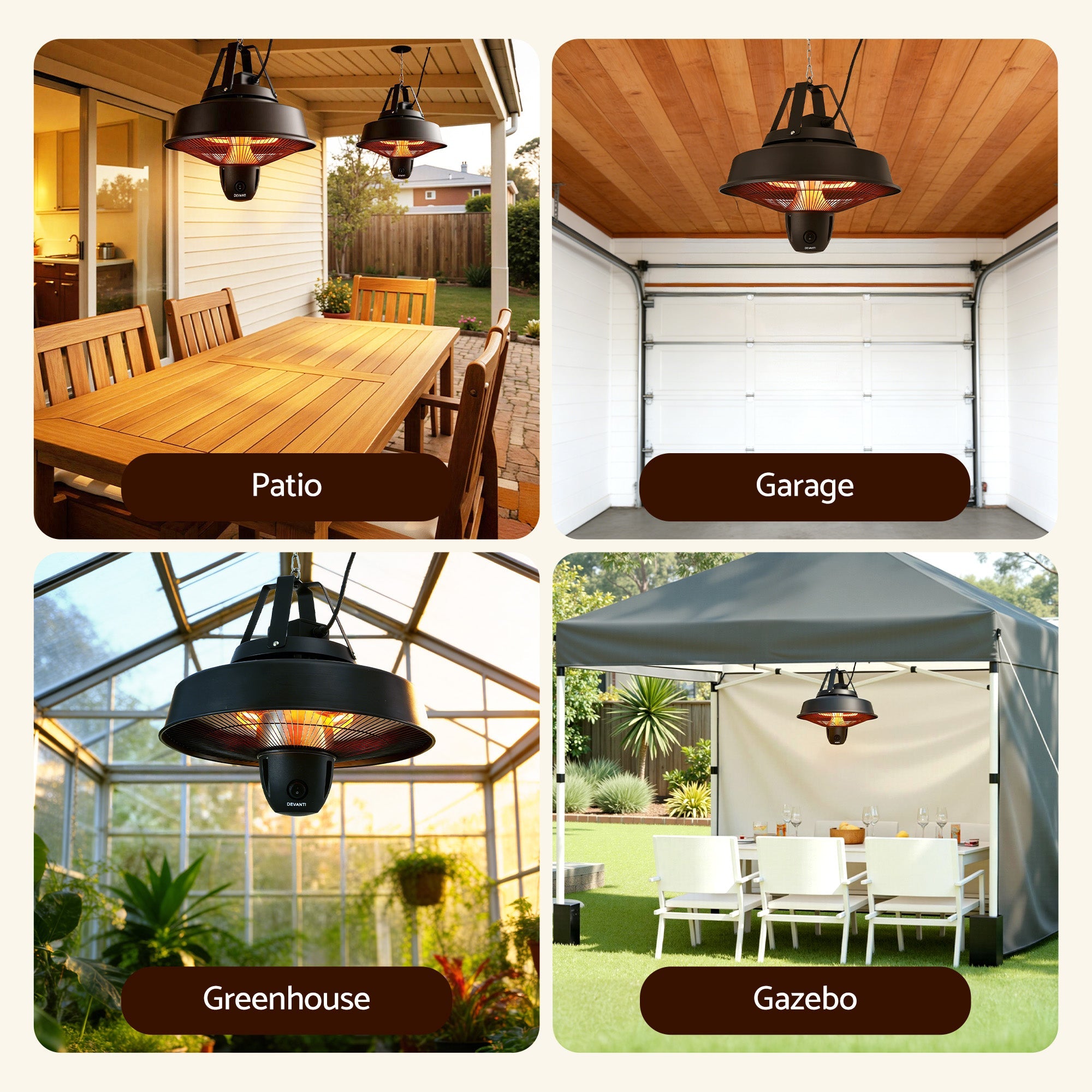 Devanti 2000W Electric Patio Heater Ceiling Mounted Hanging Heaters Remote - Appliances > Heaters > Patio Heaters - Rivercity House & Home Co. (ABN 18 642 972 209) - Affordable Modern Furniture Australia