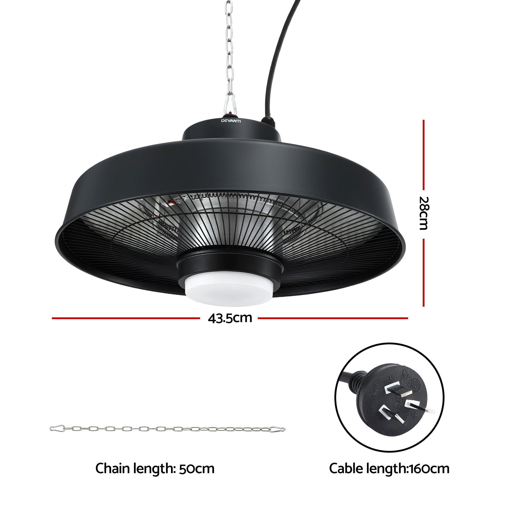 Devanti 2000W Outdoor Electric Patio Heater Ceiling Mount with LED Light Remote - Appliances > Heaters > Patio Heaters - Rivercity House & Home Co. (ABN 18 642 972 209) - Affordable Modern Furniture Australia