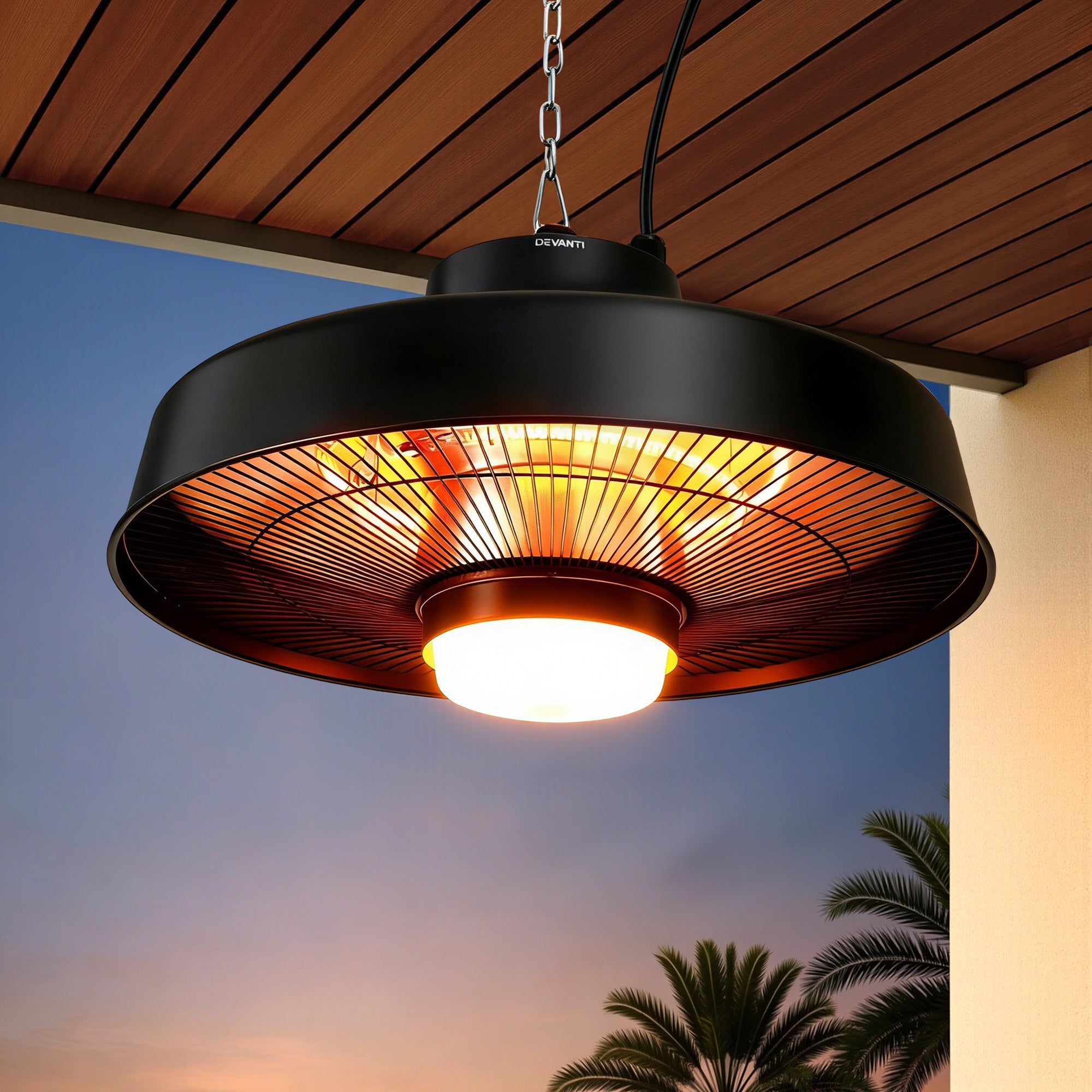 Devanti 2000W Outdoor Electric Patio Heater Ceiling Mount with LED Light Remote - Appliances > Heaters > Patio Heaters - Rivercity House & Home Co. (ABN 18 642 972 209) - Affordable Modern Furniture Australia