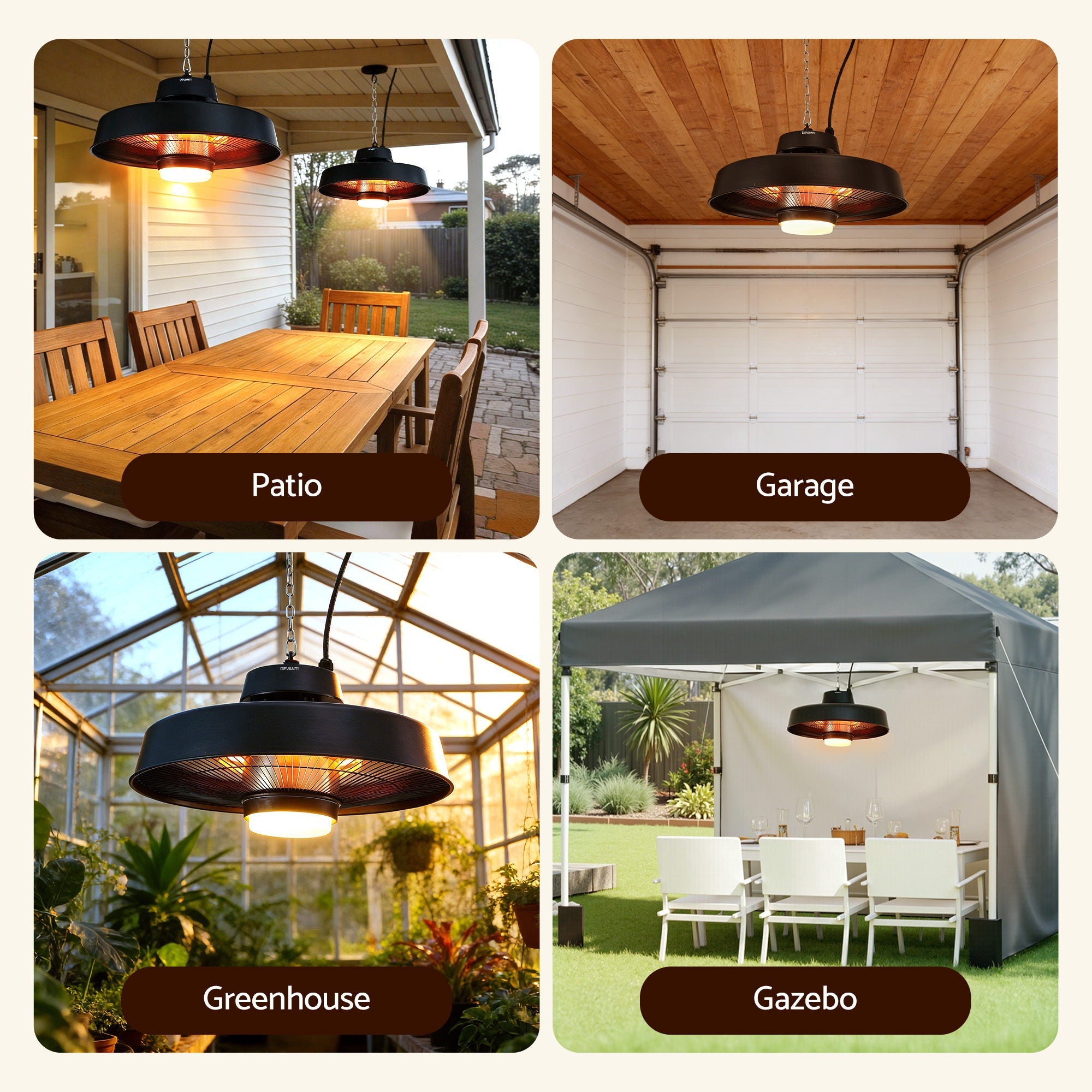 Devanti 2000W Outdoor Electric Patio Heater Ceiling Mount with LED Light Remote - Appliances > Heaters > Patio Heaters - Rivercity House & Home Co. (ABN 18 642 972 209) - Affordable Modern Furniture Australia