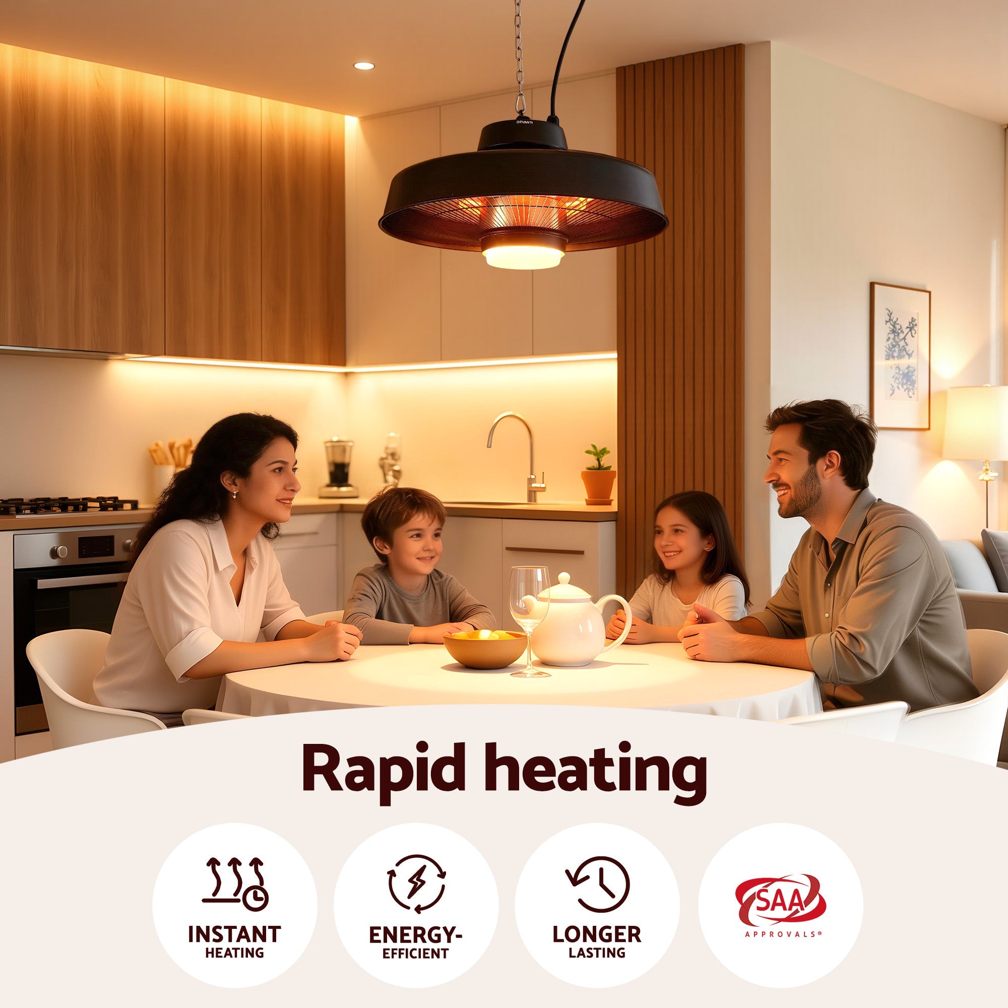 Devanti 2000W Outdoor Electric Patio Heater Ceiling Mount with LED Light Remote - Appliances > Heaters > Patio Heaters - Rivercity House & Home Co. (ABN 18 642 972 209) - Affordable Modern Furniture Australia
