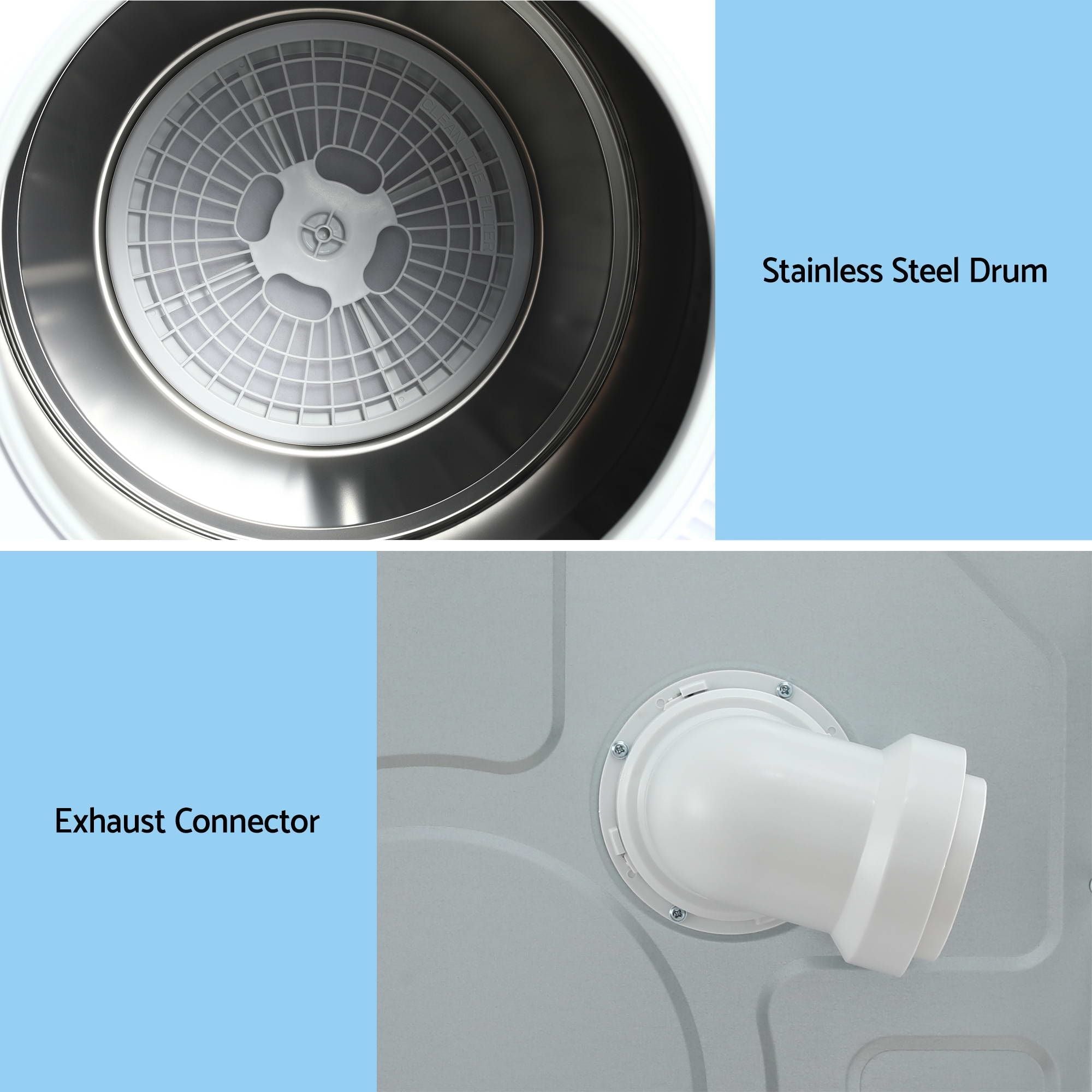 Devanti 6kg Tumble Dryer, Intelligent Touch Screen Clothes Dryer with 4 Drying Modes Stainless Steel Drum, 54x60x67.5cm - Appliances > Washers, Dryers & Irons > Dryers - Rivercity House & Home Co. (ABN 18 642 972 209) - Affordable Modern Furniture Australia