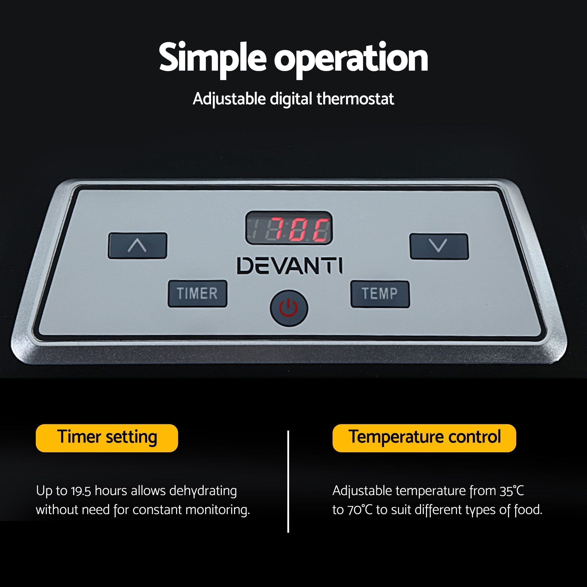 Devanti 9 Trays Food Dehydrator with Hanging Stainless Steel Tray - Appliances > Kitchen Appliances > Food Dehydrators - Rivercity House & Home Co. (ABN 18 642 972 209) - Affordable Modern Furniture Australia
