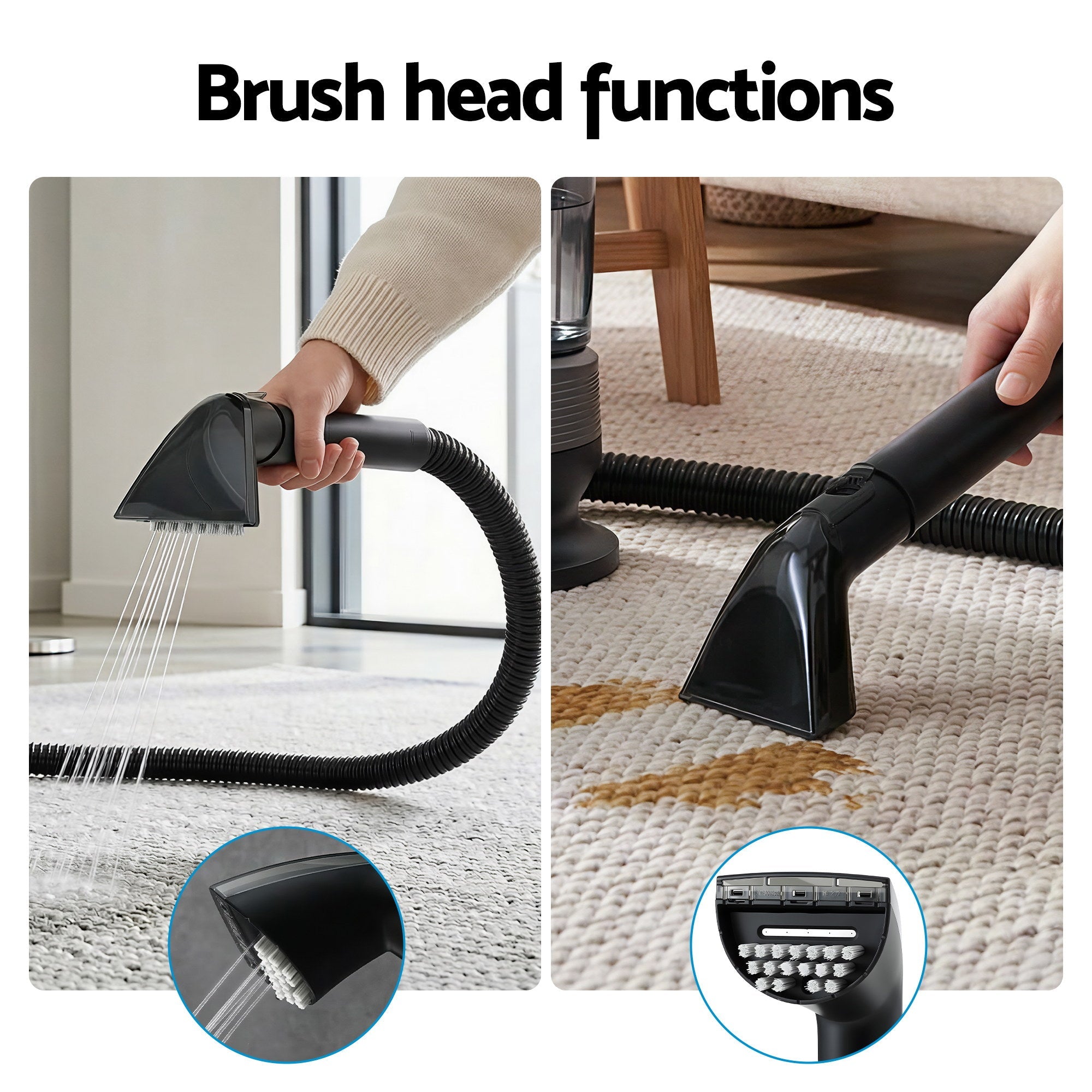 Devanti Carpet Washer Handheld Vacuum Cleaner 1700W 11kpa Rapid Heating Black - Appliances > Vacuum Cleaners > Stick Vacuums - Rivercity House & Home Co. (ABN 18 642 972 209) - Affordable Modern Furniture Australia