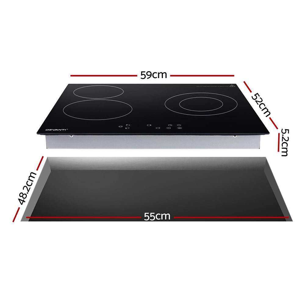 Devanti Electric Ceramic Cooktop 60cm Kitchen Cooker 4 Burner Hob Touch Control 5200W - Appliances > Kitchen Appliances - Rivercity House & Home Co. (ABN 18 642 972 209) - Affordable Modern Furniture Australia