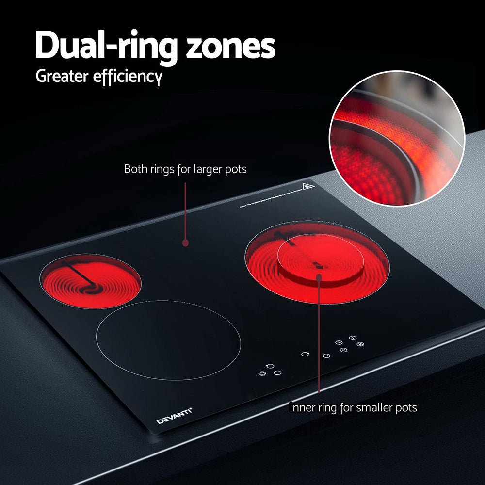 Devanti Electric Ceramic Cooktop 60cm Kitchen Cooker 4 Burner Hob Touch Control 5200W - Appliances > Kitchen Appliances - Rivercity House & Home Co. (ABN 18 642 972 209) - Affordable Modern Furniture Australia