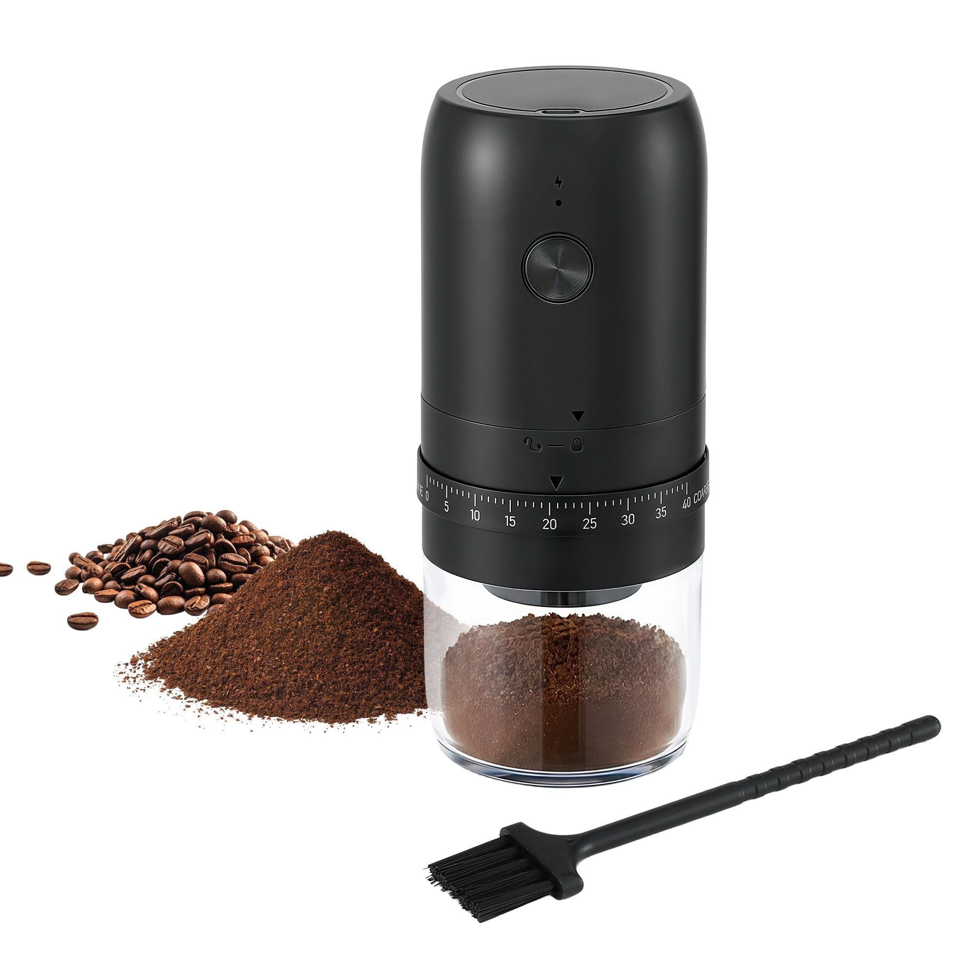 Devanti Electric Coffee Grinder USB - C Rechargeable Portable Coffee Bean Grinder with 40 Precise Grind Settings | Automatic Spice Nut Pepper Grinder Mill with Cleaning Brush & Ground Coffee Container for Home Office Camping Travel, Black - Appliances > Kitchen Appliances > Coffee Machines & Accessories - Rivercity House & Home Co. (ABN 18 642 972 209) - Affordable Modern Furniture Australia