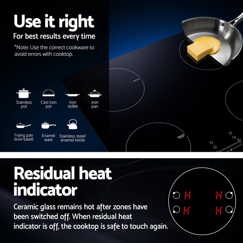 Devanti Electric Induction Cooktop 70cm Ceramic 4 Zones Stove Cook Top Hot Plate 7000W - Appliances > Kitchen Appliances - Rivercity House & Home Co. (ABN 18 642 972 209) - Affordable Modern Furniture Australia