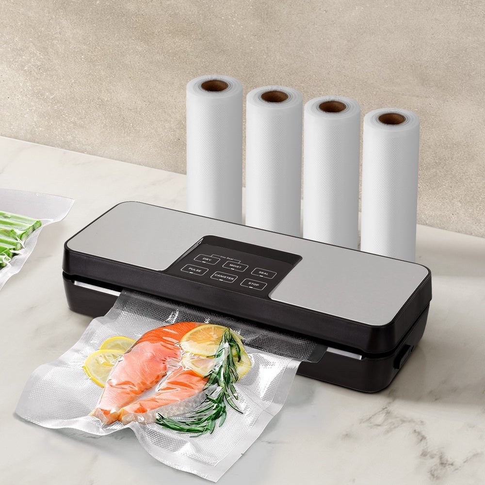Devanti Food Vacuum Sealer Machine Auto Seal Cutter 5 Modes Storage Bags 4 Rolls - Appliances > Kitchen Appliances - Rivercity House & Home Co. (ABN 18 642 972 209) - Affordable Modern Furniture Australia