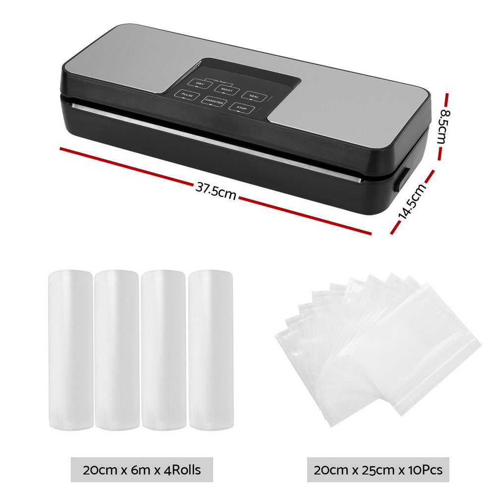 Devanti Food Vacuum Sealer Machine Auto Seal Cutter 5 Modes Storage Bags 4 Rolls - Appliances > Kitchen Appliances - Rivercity House & Home Co. (ABN 18 642 972 209) - Affordable Modern Furniture Australia