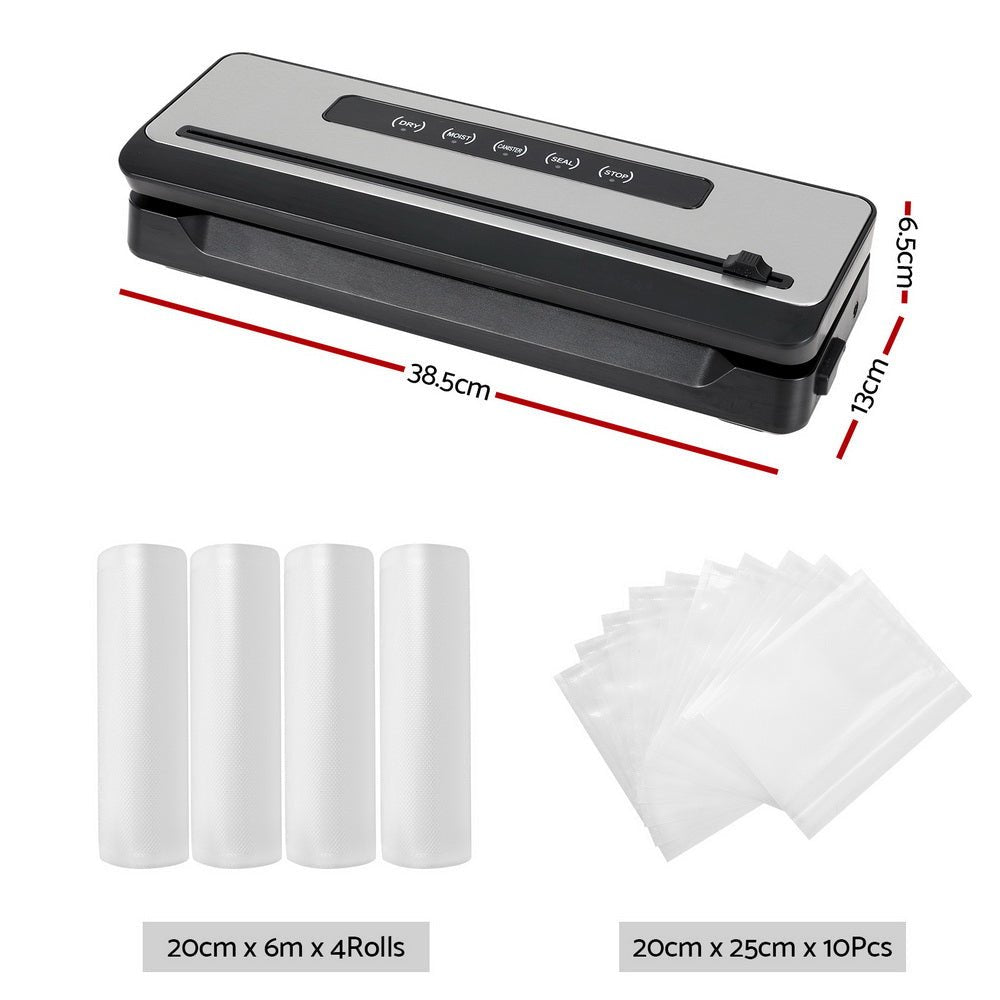 Devanti Food Vacuum Sealer Machine Sealing Cutter 5 Modes Storage Bags 4 Rolls - Appliances > Kitchen Appliances - Rivercity House & Home Co. (ABN 18 642 972 209) - Affordable Modern Furniture Australia