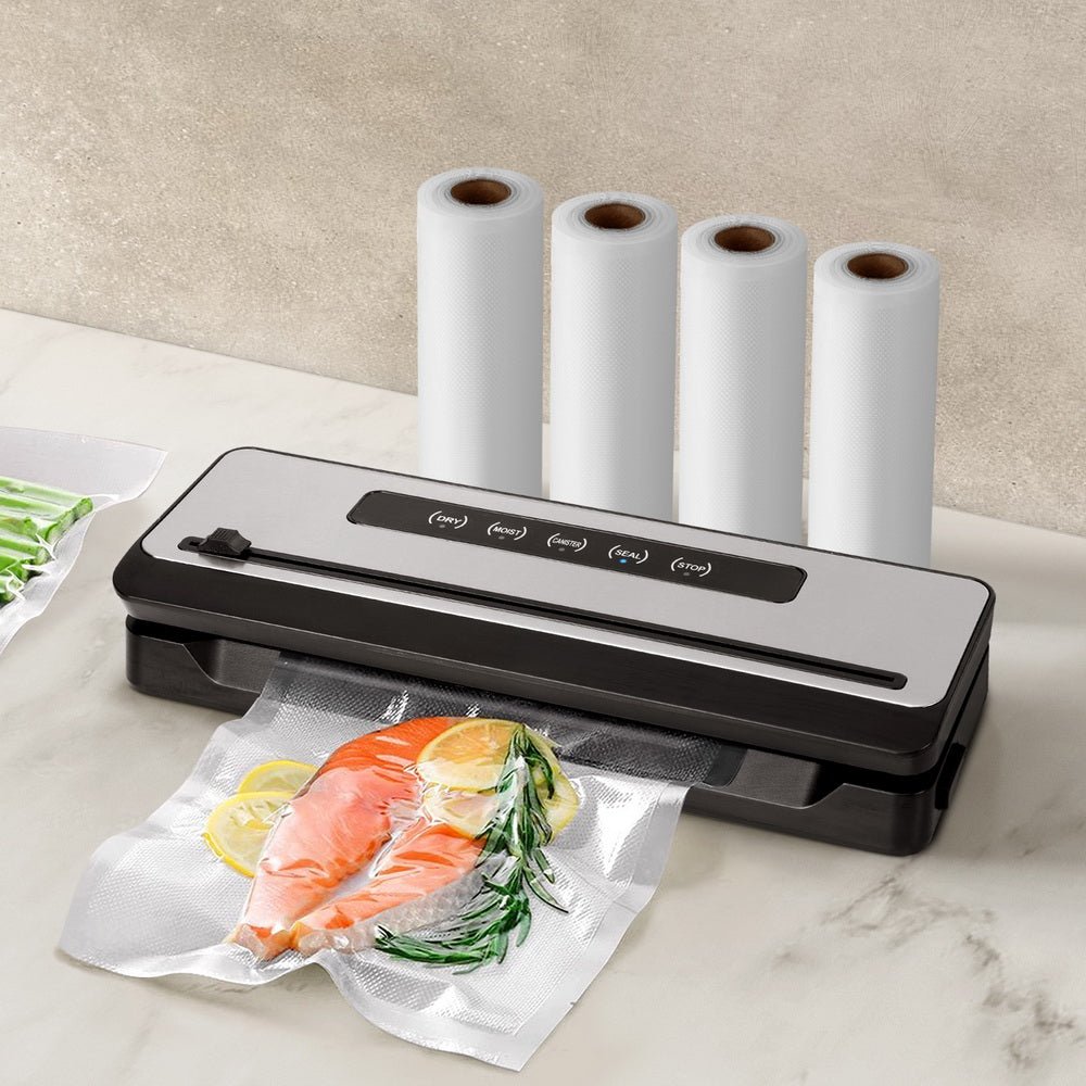 Devanti Food Vacuum Sealer Machine Sealing Cutter 5 Modes Storage Bags 4 Rolls - Appliances > Kitchen Appliances - Rivercity House & Home Co. (ABN 18 642 972 209) - Affordable Modern Furniture Australia