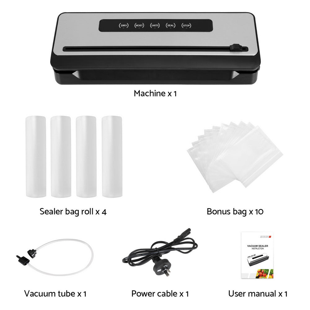 Devanti Food Vacuum Sealer Machine Sealing Cutter 5 Modes Storage Bags 4 Rolls - Appliances > Kitchen Appliances - Rivercity House & Home Co. (ABN 18 642 972 209) - Affordable Modern Furniture Australia