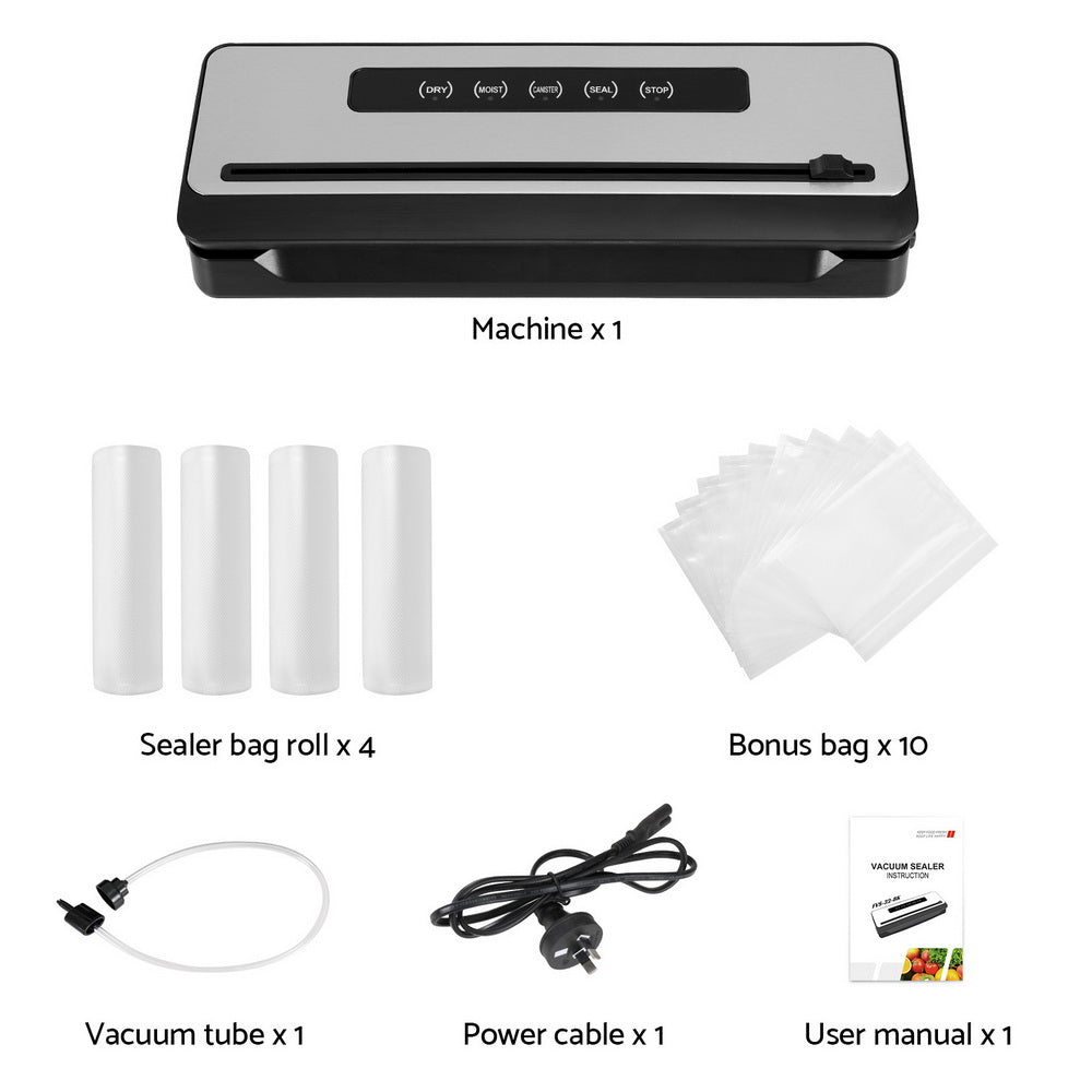 Devanti Food Vacuum Sealer Machine Sealing Cutter 5 Modes Storage Bags 4 Rolls - Appliances > Kitchen Appliances - Rivercity House & Home Co. (ABN 18 642 972 209) - Affordable Modern Furniture Australia