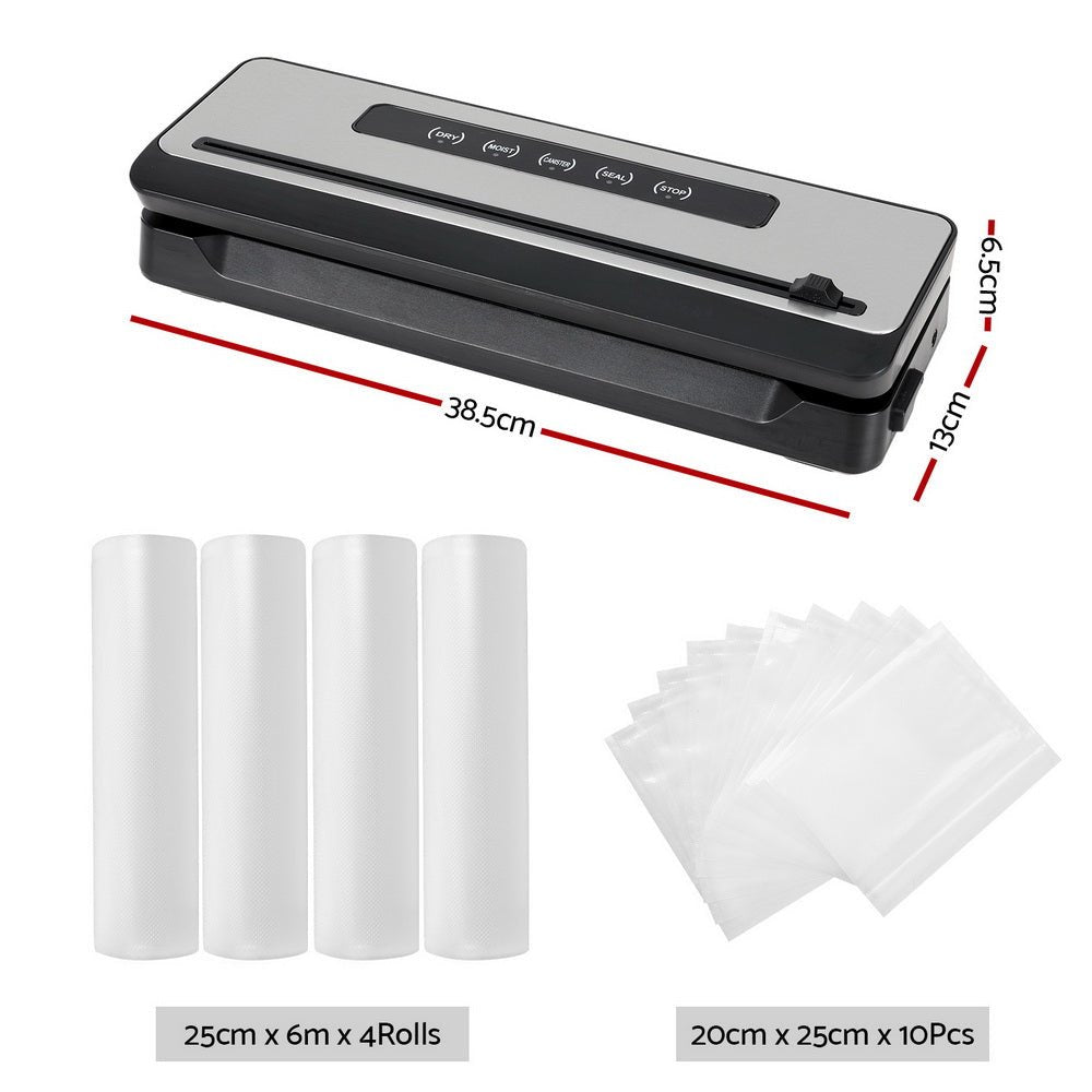 Devanti Food Vacuum Sealer Machine Sealing Cutter 5 Modes Storage Bags 4 Rolls - Appliances > Kitchen Appliances - Rivercity House & Home Co. (ABN 18 642 972 209) - Affordable Modern Furniture Australia