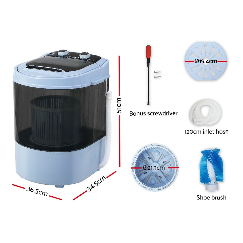 Devanti Portable Washing Machine 3KG Black - Outdoor > Camping - Rivercity House & Home Co. (ABN 18 642 972 209) - Affordable Modern Furniture Australia