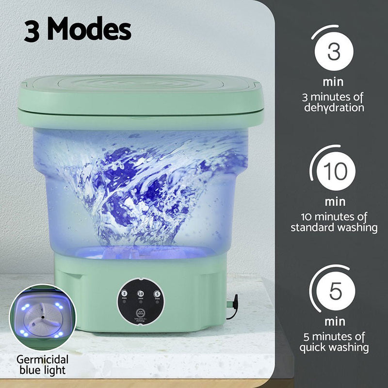 Devanti Portable Washing Machine 8L Green - Appliances > Washers & Dryers - Rivercity House & Home Co. (ABN 18 642 972 209) - Affordable Modern Furniture Australia