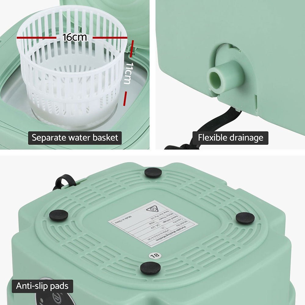 Devanti Portable Washing Machine 8L Green - Appliances > Washers & Dryers - Rivercity House & Home Co. (ABN 18 642 972 209) - Affordable Modern Furniture Australia