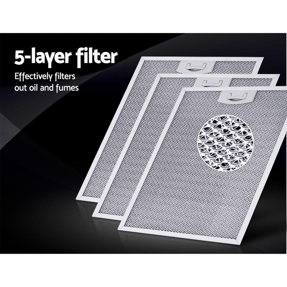 Devanti Range Hood 900mm Rangehood 90cm Stainless Steel Glass Kitchen Canopy Black - Rivercity House & Home Co. (ABN 18 642 972 209) - Affordable Modern Furniture Australia