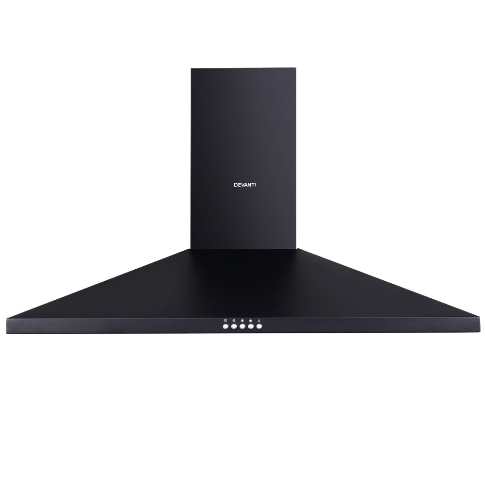 Devanti Range Hood Rangehood 90cm 900mm Kitchen Canopy LED Light Wall Mount Black - Rivercity House & Home Co. (ABN 18 642 972 209) - Affordable Modern Furniture Australia