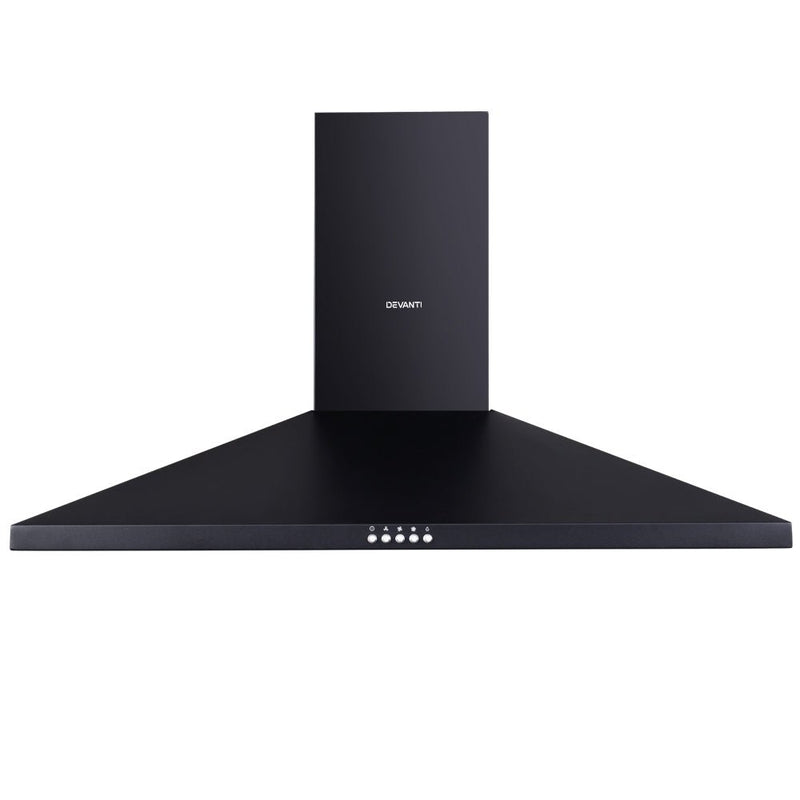 Devanti Range Hood Rangehood 90cm 900mm Kitchen Canopy LED Light Wall Mount Black - Rivercity House & Home Co. (ABN 18 642 972 209) - Affordable Modern Furniture Australia