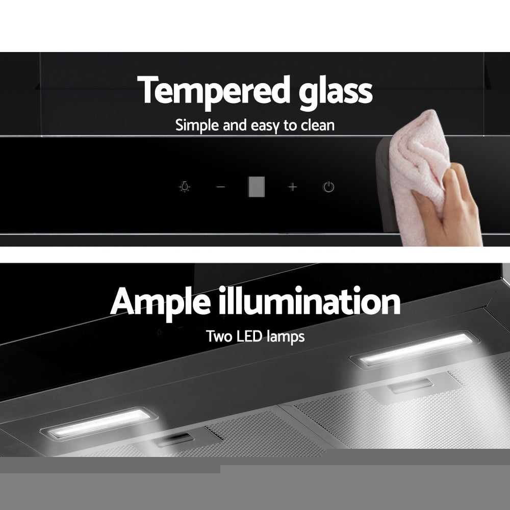 Devanti Rangehood 600mm Range Hood 60cm Stainless Steel Glass Kitchen Canopy - Rivercity House & Home Co. (ABN 18 642 972 209) - Affordable Modern Furniture Australia