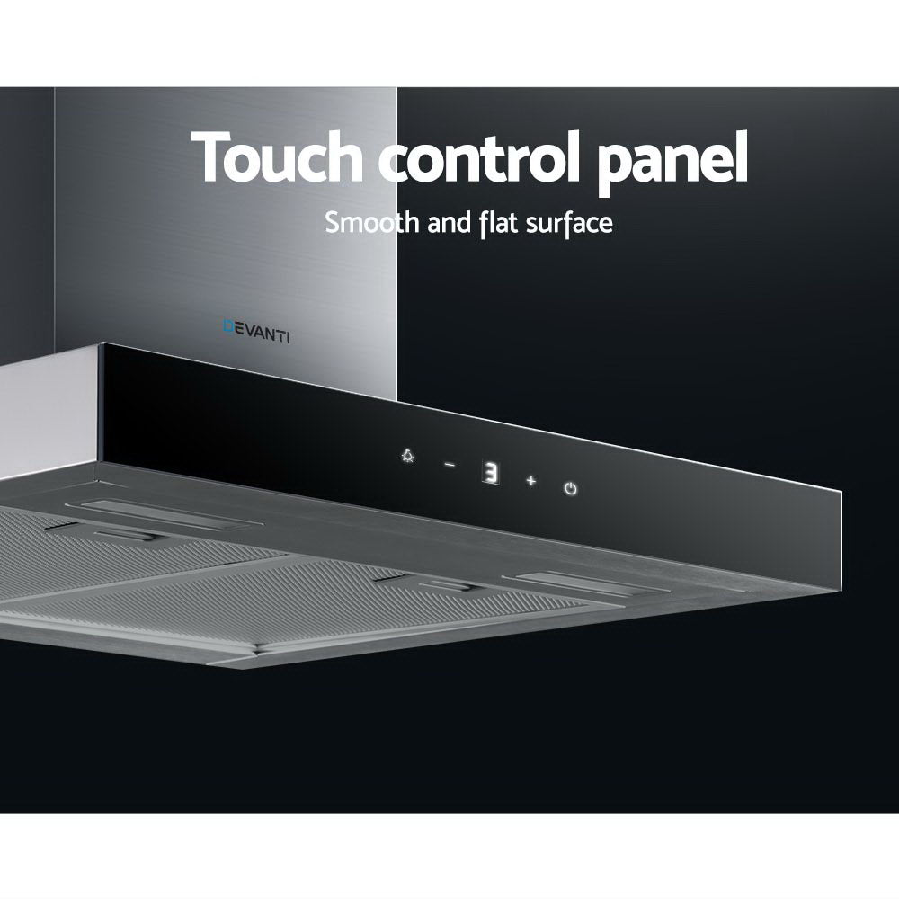 Devanti Rangehood 600mm Range Hood 60cm Stainless Steel Glass Kitchen Canopy - Rivercity House & Home Co. (ABN 18 642 972 209) - Affordable Modern Furniture Australia