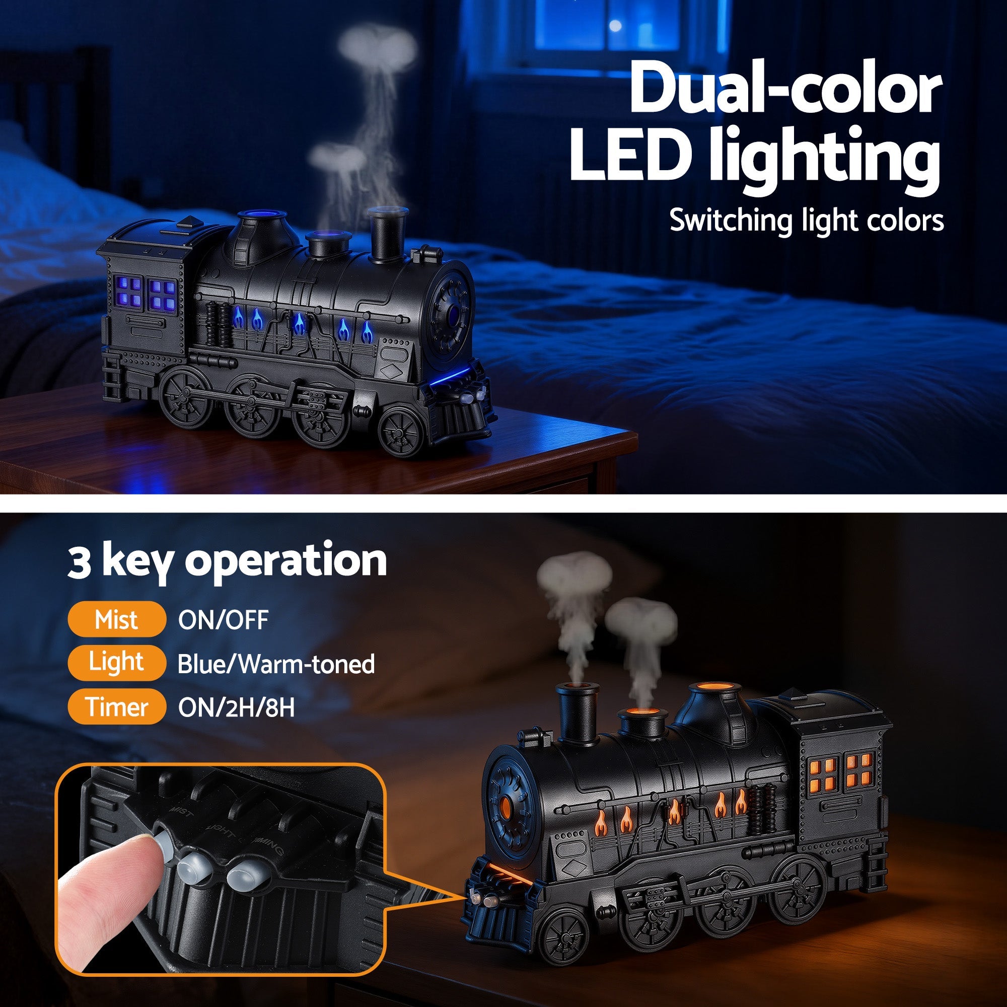 Devanti Train Aroma Diffuser Essential Oil Humidifier 300ml Smoke Ring LED Timer - Appliances > Aroma Diffusers & Humidifiers > Aroma Diffusers - Rivercity House & Home Co. (ABN 18 642 972 209) - Affordable Modern Furniture Australia