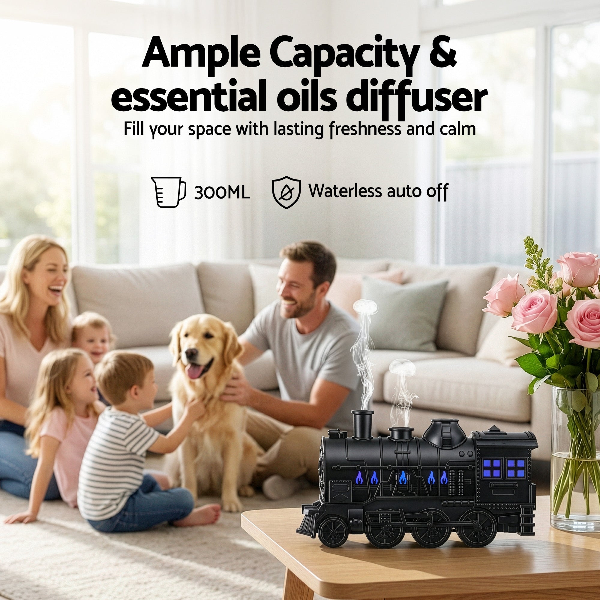 Devanti Train Aroma Diffuser Essential Oil Humidifier 300ml Smoke Ring LED Timer - Appliances > Aroma Diffusers & Humidifiers > Aroma Diffusers - Rivercity House & Home Co. (ABN 18 642 972 209) - Affordable Modern Furniture Australia