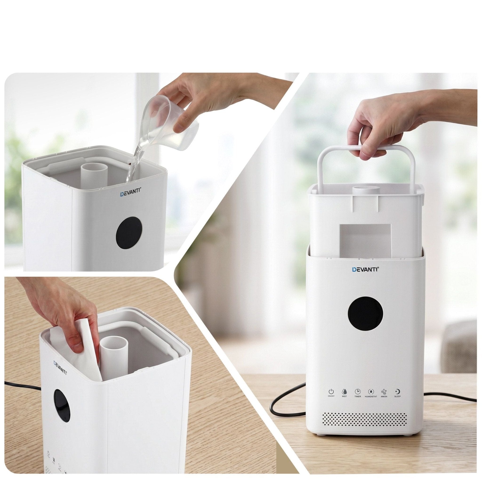 Devanti Ultrasonic Humidifier Air Purifier Top Fill Auto Humidity 3.5L White - Appliances > Aroma Diffusers & Humidifiers > Humidifiers - Rivercity House & Home Co. (ABN 18 642 972 209) - Affordable Modern Furniture Australia