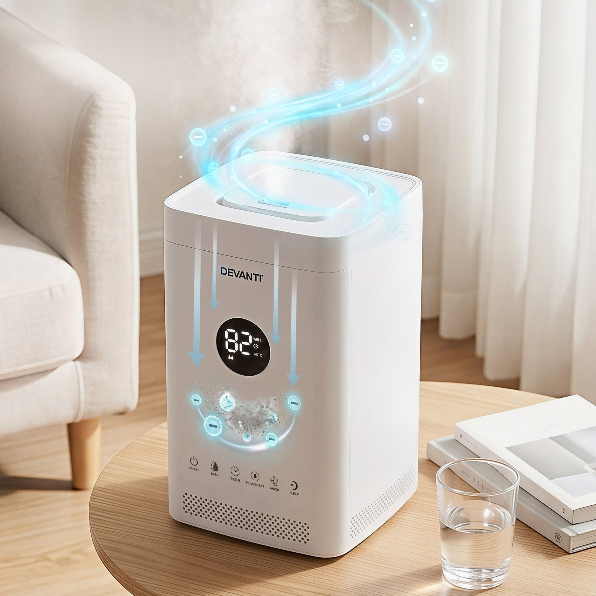 Devanti Ultrasonic Humidifier Air Purifier Top Fill Auto Humidity 3.5L White - Appliances > Aroma Diffusers & Humidifiers > Humidifiers - Rivercity House & Home Co. (ABN 18 642 972 209) - Affordable Modern Furniture Australia